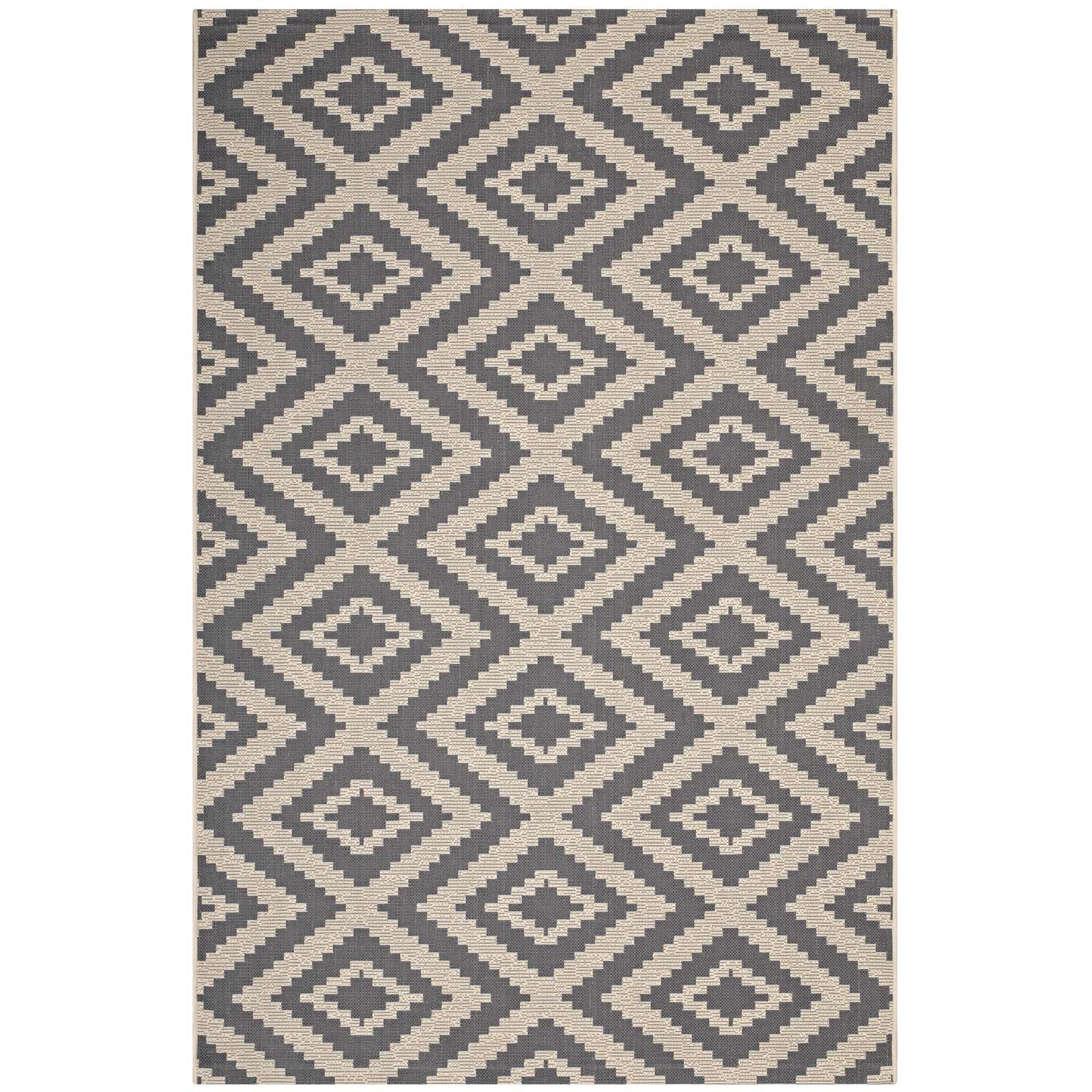 Jagged Geometric Diamond Trellis Indoor and Outdoor 8x10 Area Rug by Modway
