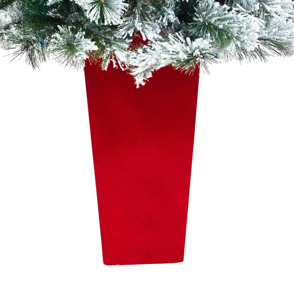 5' Flocked Oregon Pine Artificial Christmas Tree w/ 100 Clear Lights