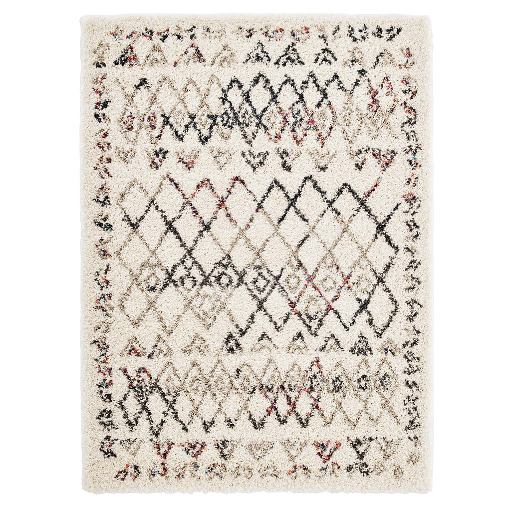 Skadi Rainbow Diamond Shag Area Rug in Multicolor