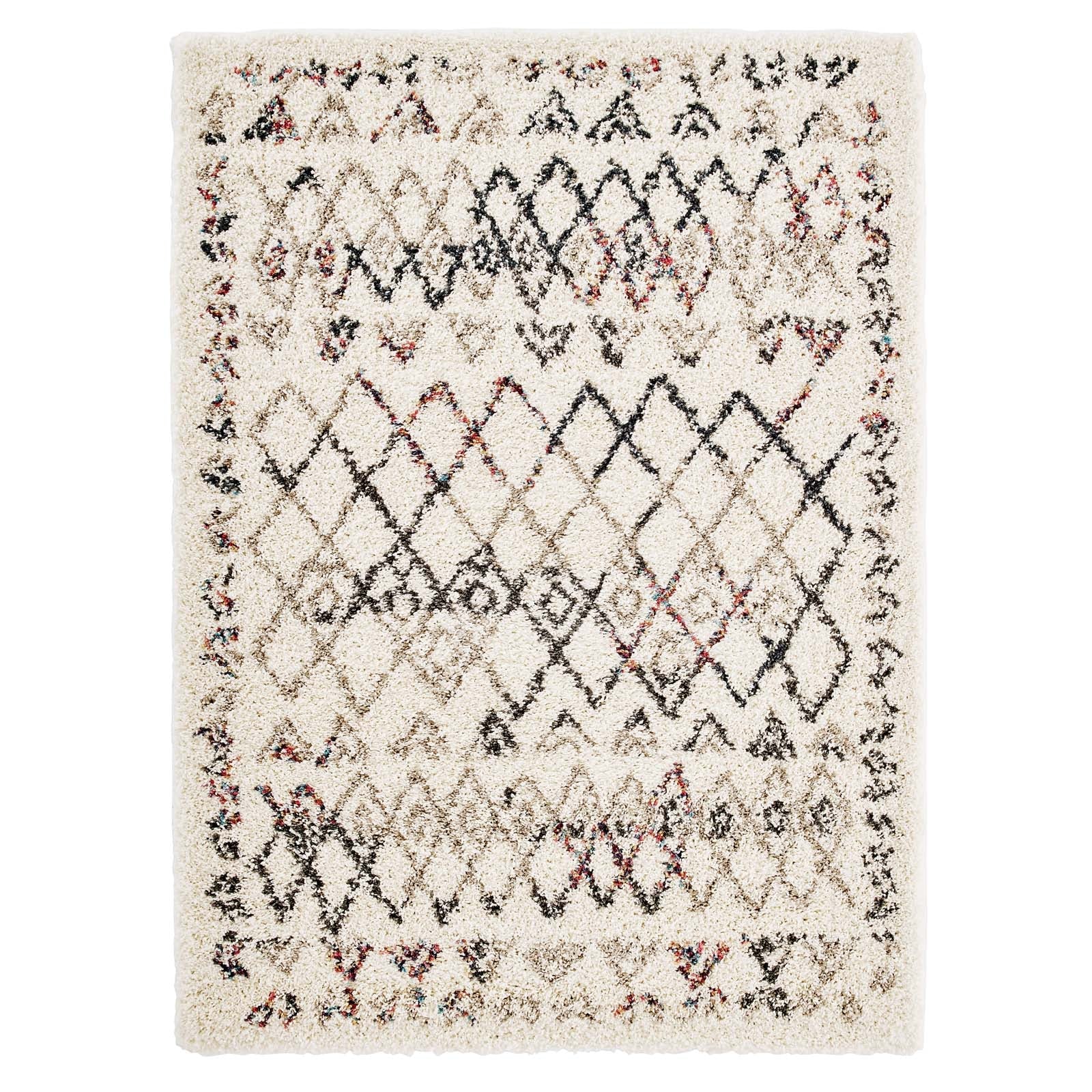 Skadi Rainbow Diamond Shag Area Rug in Multicolor