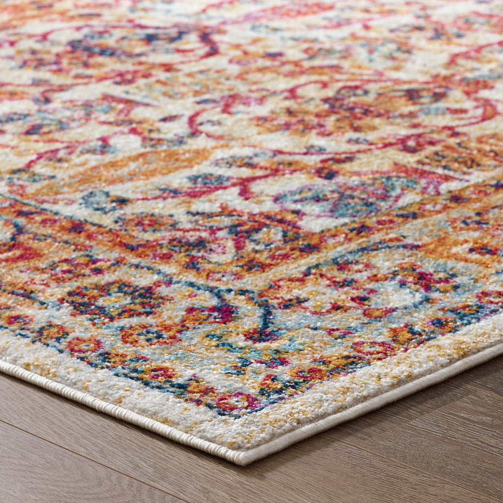 Entourage Jessa Distressed Vintage Floral Lattice 8x10 Area Rug by Modway