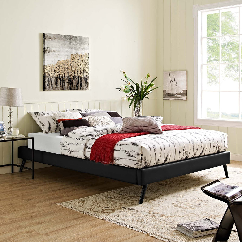 Loryn Vinyl Queen Bed Frame with Round Splayed Legs by Modway