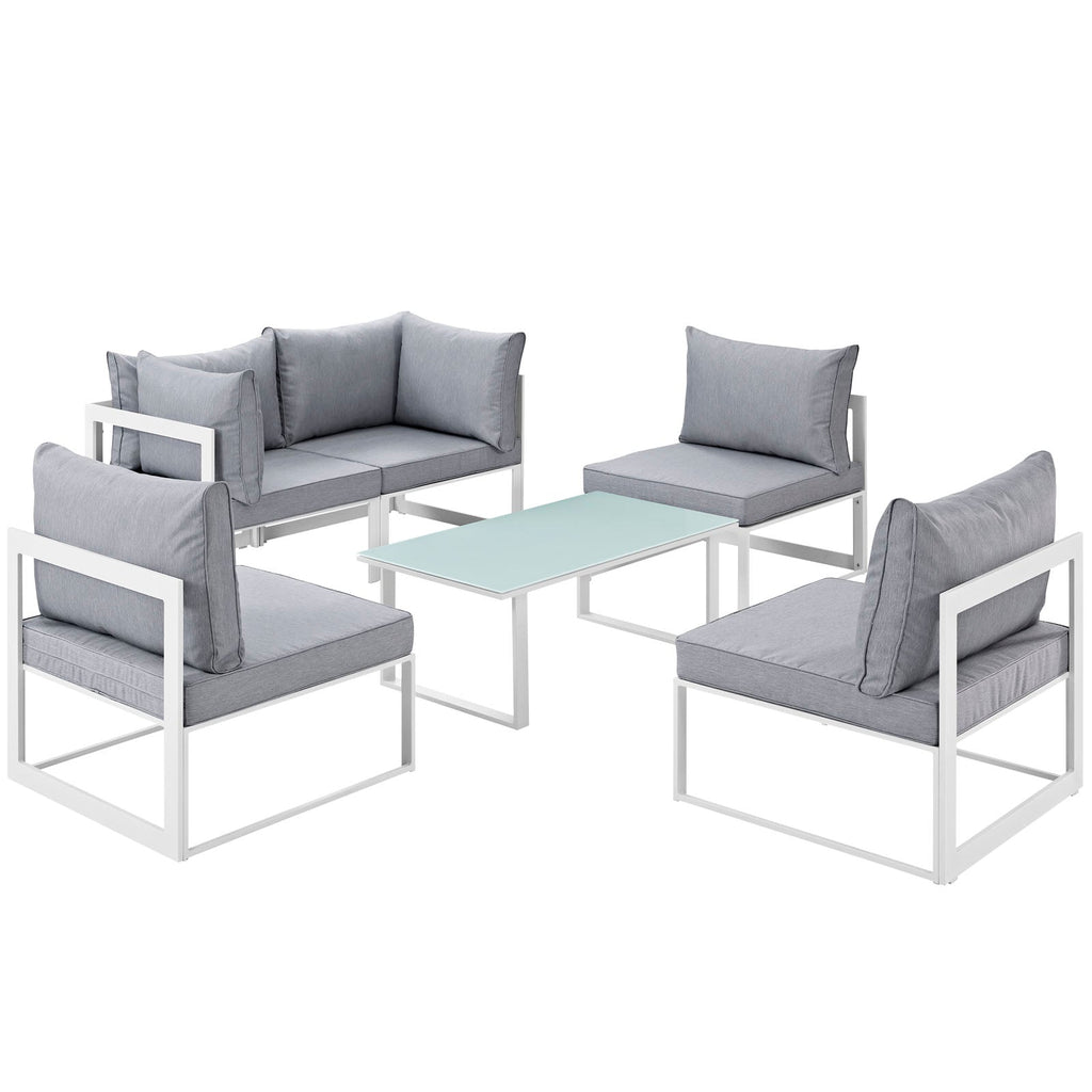 Fortuna 6 Piece Outdoor Patio Sectional Sofa Set by Modway