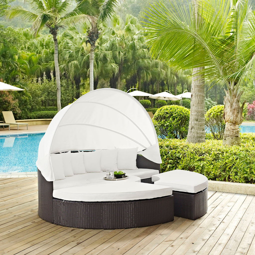 Quest Outdoor Patio Wicker Rattan Canopy Sectional Daybed by Modway