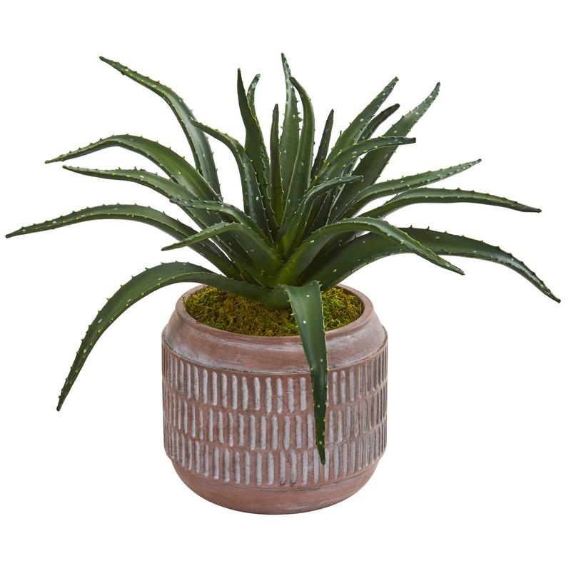 14"  Aloe Succulent Artificial Plant in Decorative Planter