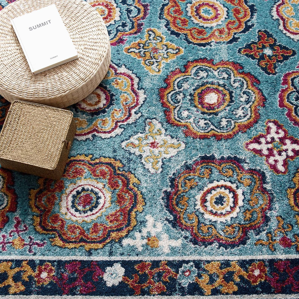 Entourage Odile Distressed Floral Moroccan Trellis 8x10 Area Rug by Modway