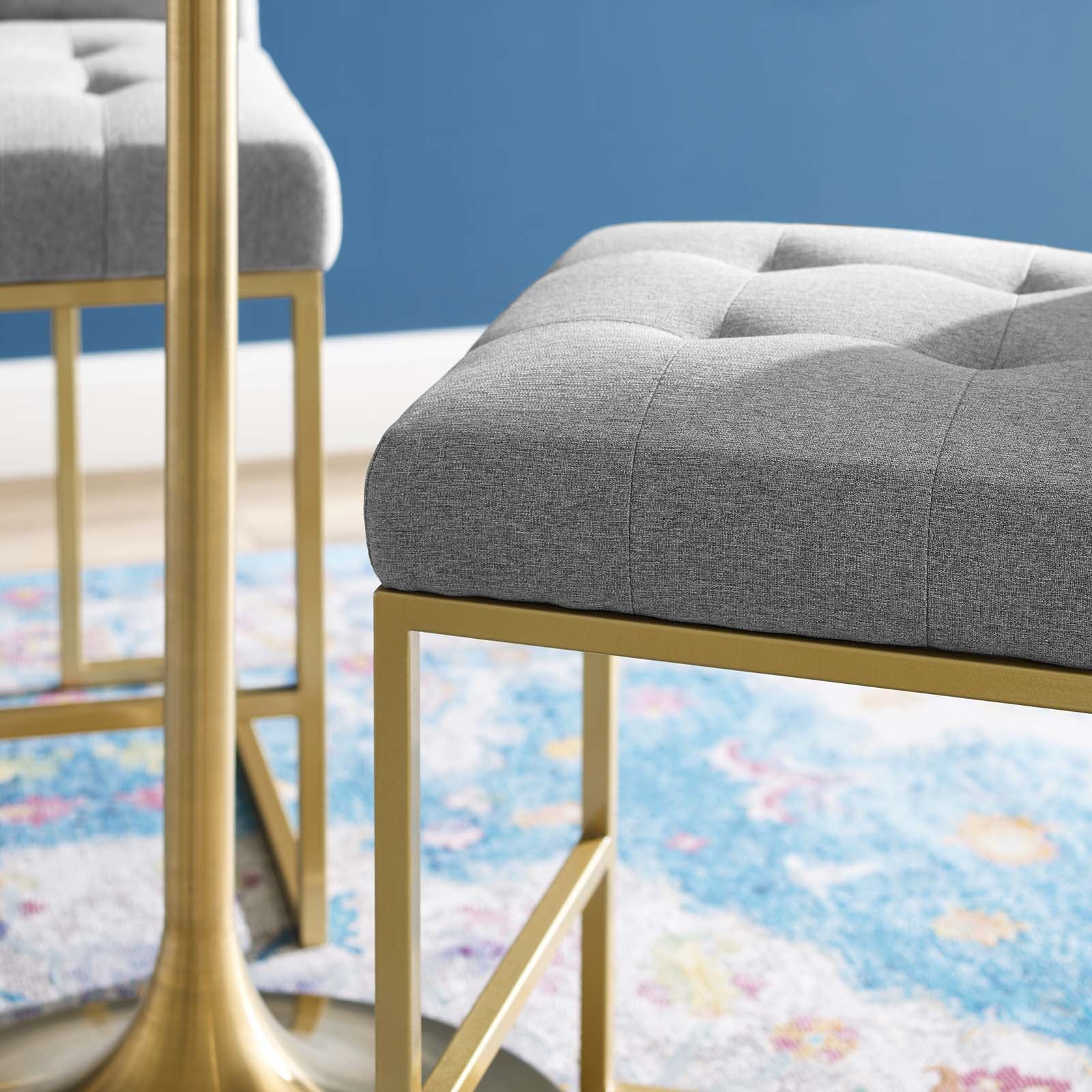 Privy Gold Stainless Steel Upholstered Fabric Counter Stool by Modway