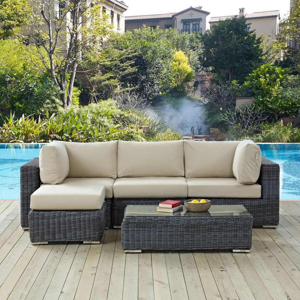 Summon 5 Piece Outdoor Patio Sunbrella¨ Sectional Set by Modway