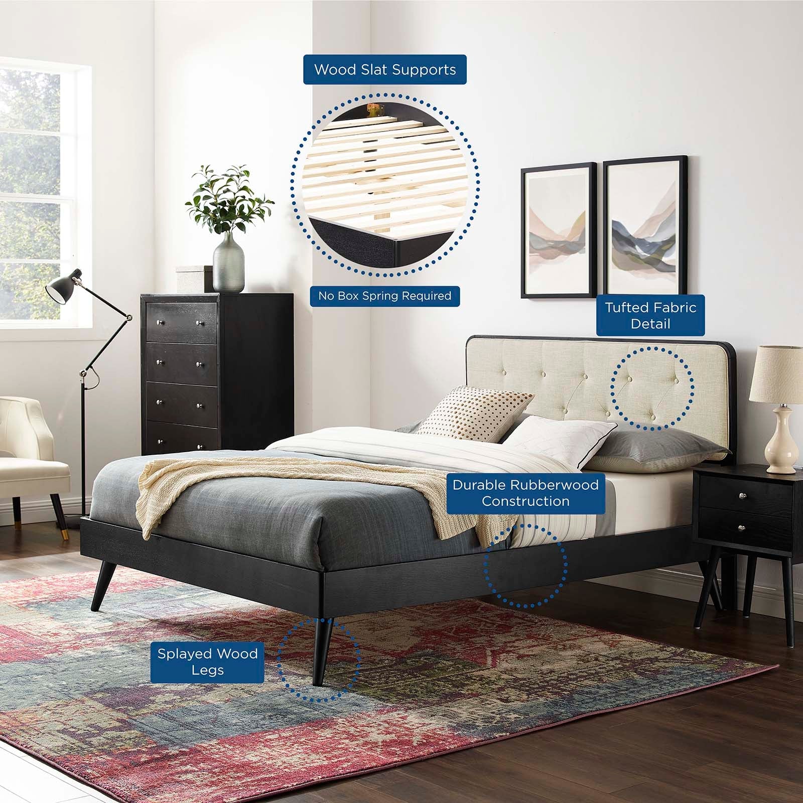 Bridgette Wood Full Platform Bed With Splayed Legs by Modway