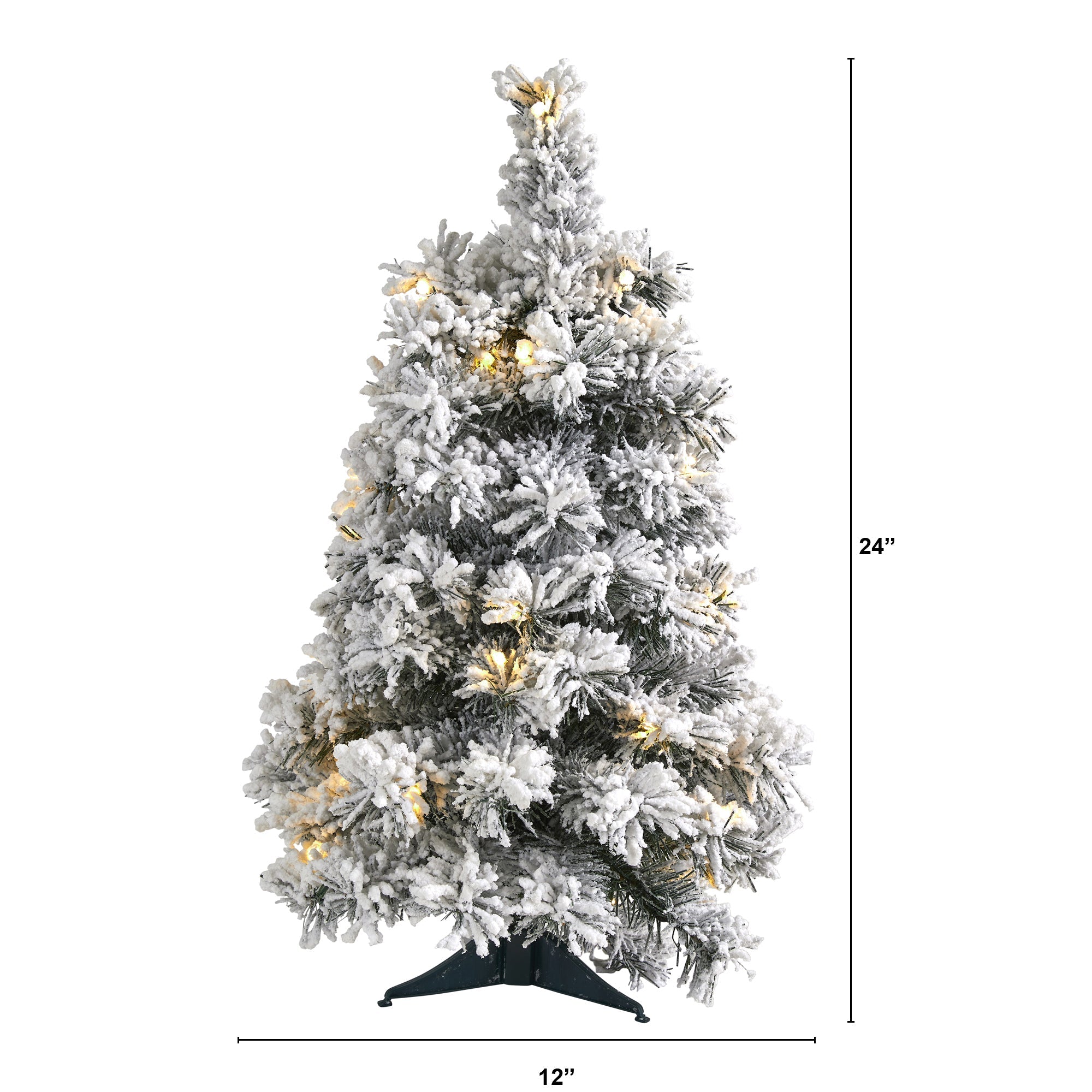 2' Flocked Artificial Christmas Tree with 30 Clear LED Lights
