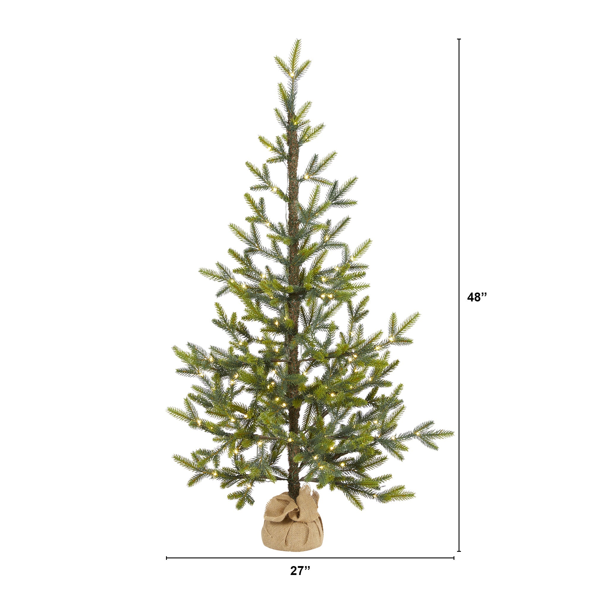 4' Fraser Fir 'Natural Look' Artificial Christmas Tree w/ 100 Clear LED Lights