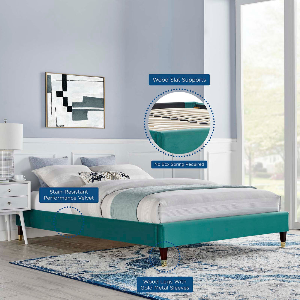 Harlow Performance Velvet Full Platform Bed Frame by Modway