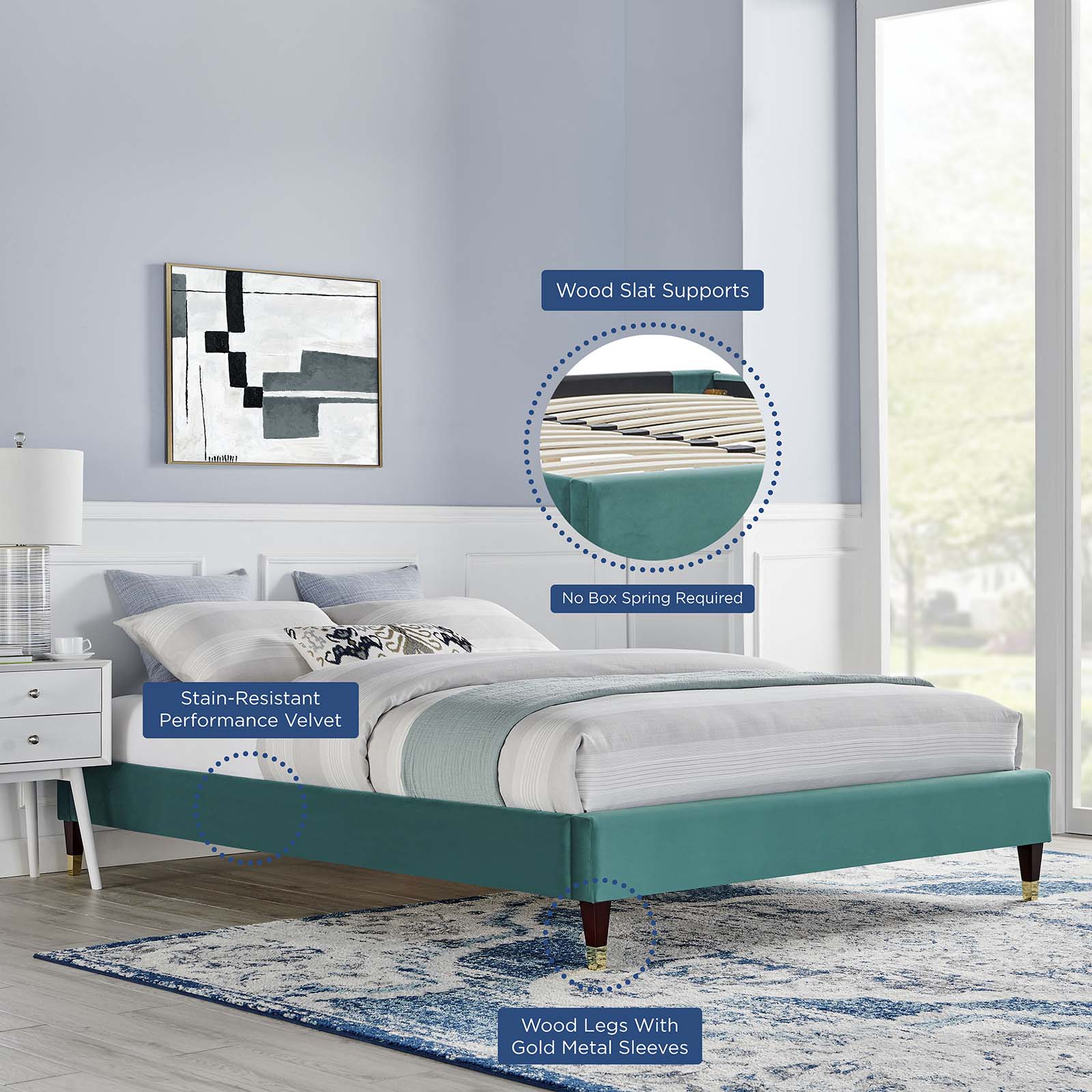 Harlow Performance Velvet Full Platform Bed Frame by Modway