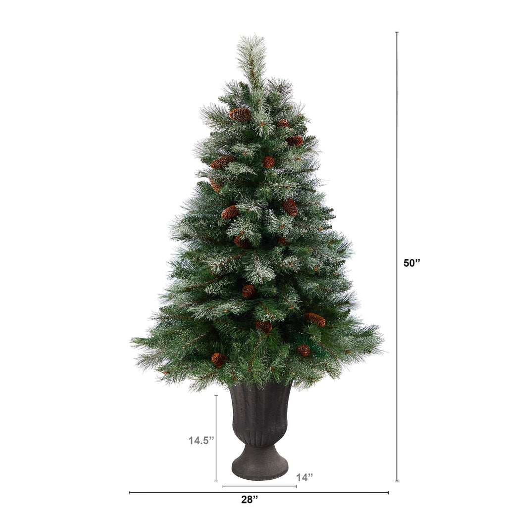 50' Snowed French Alps Mountain Pine Artificial Christmas Tree w/ 237 Bendable