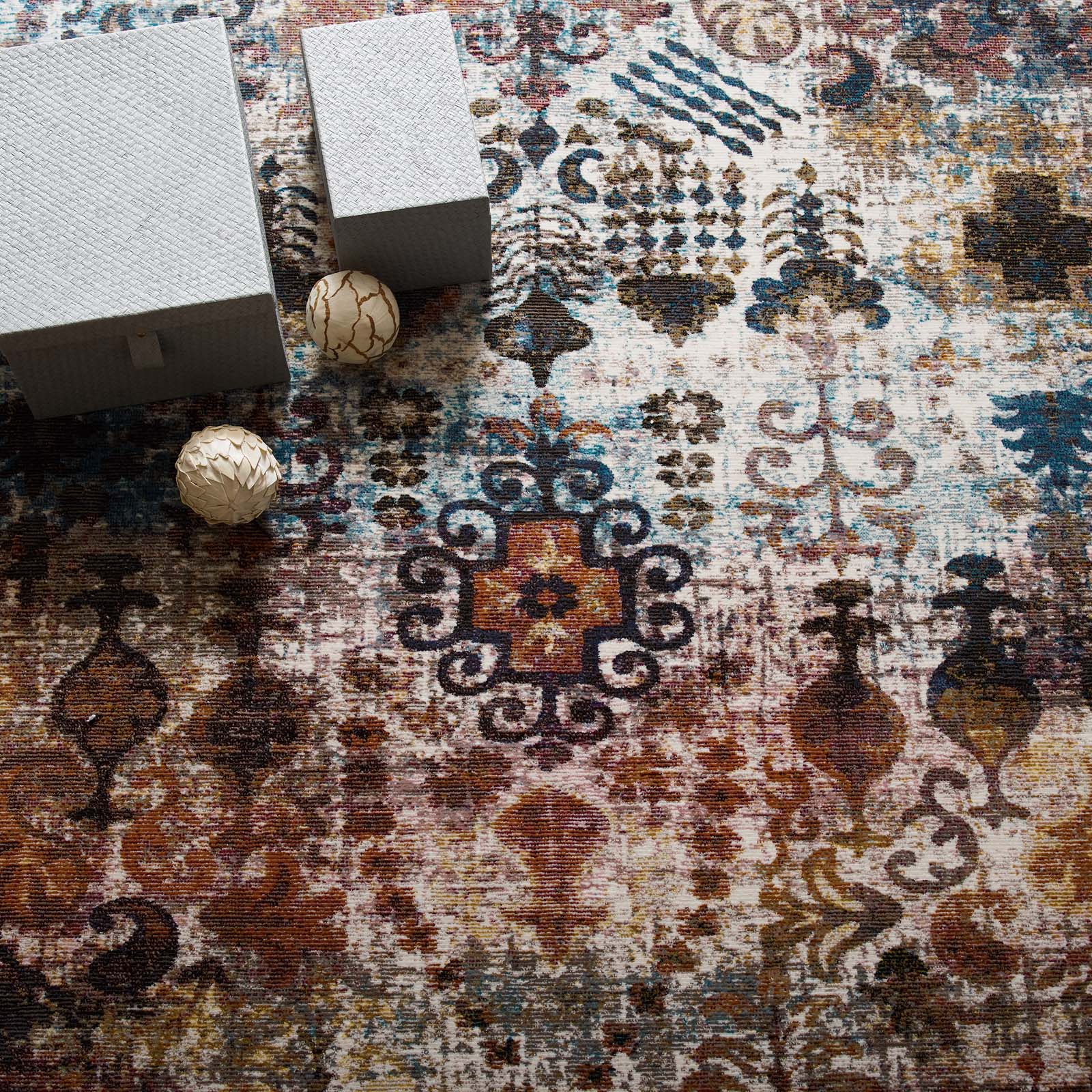 Success Tahira Transitional Distressed Vintage Floral Moroccan Trellis 4x6 Area Rug by Modway