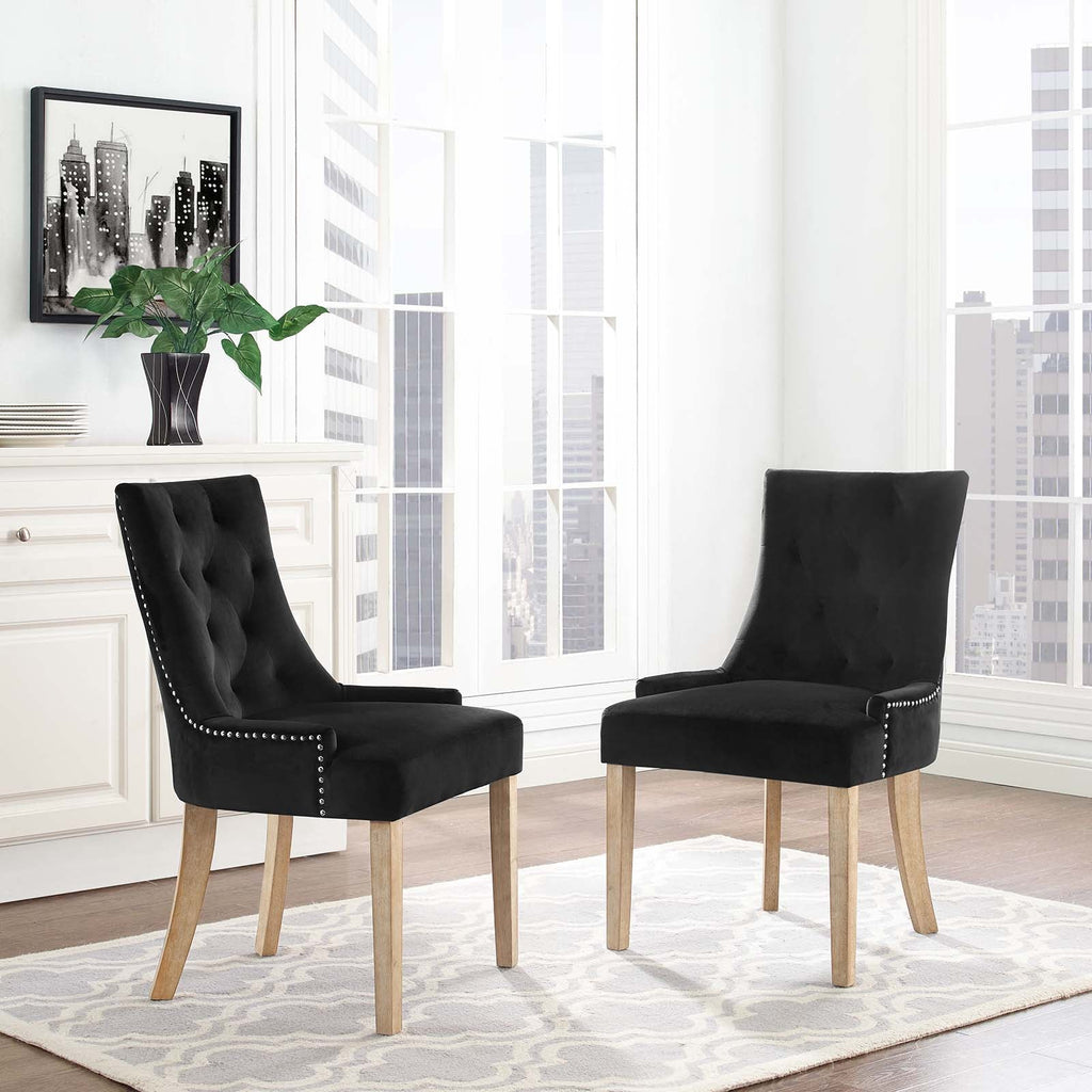 Pose Performance Velvet Dining Chair Set of 2 in Black