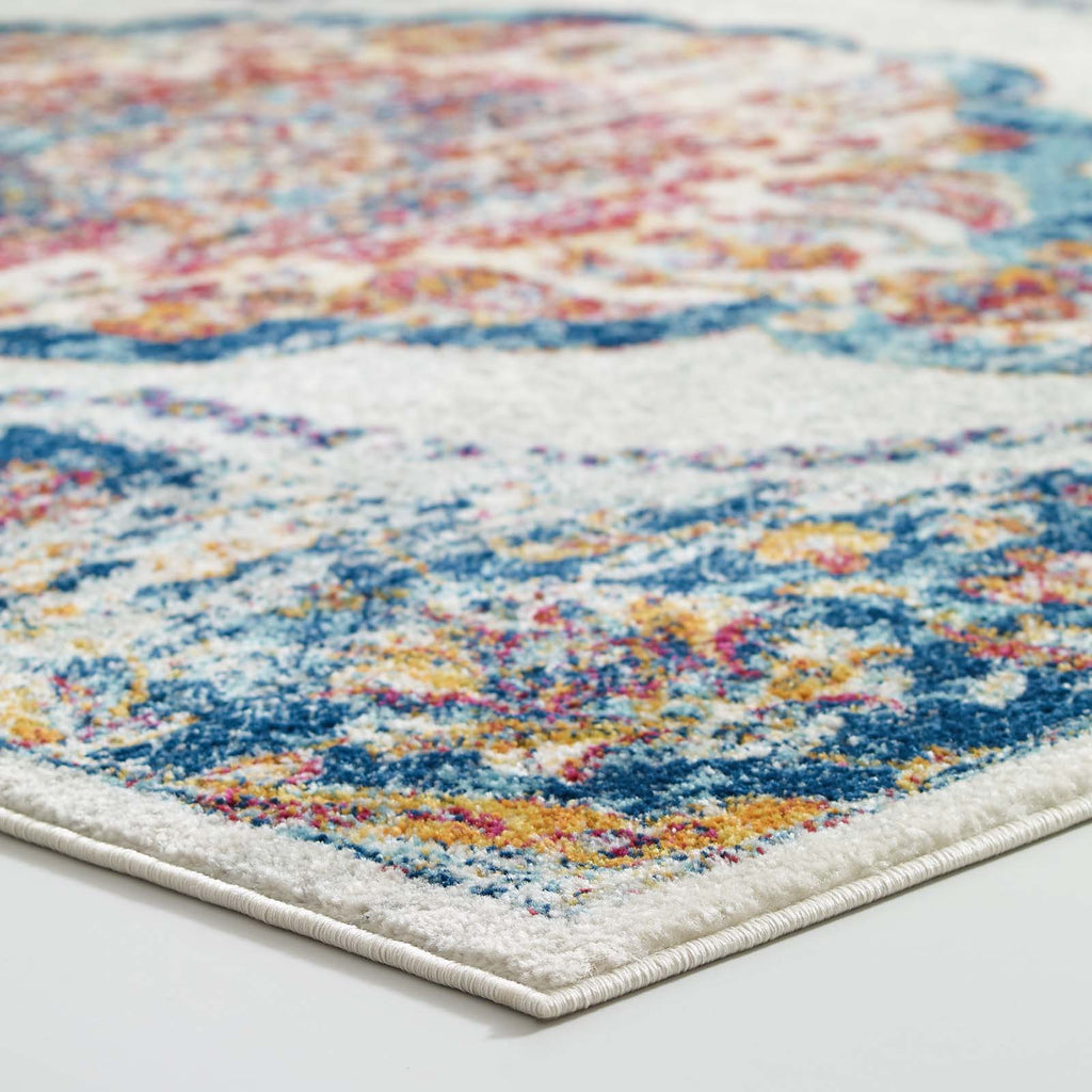 Entourage Malia Distressed Vintage Floral Vintage Medallion 8x10 Area Rug by Modway