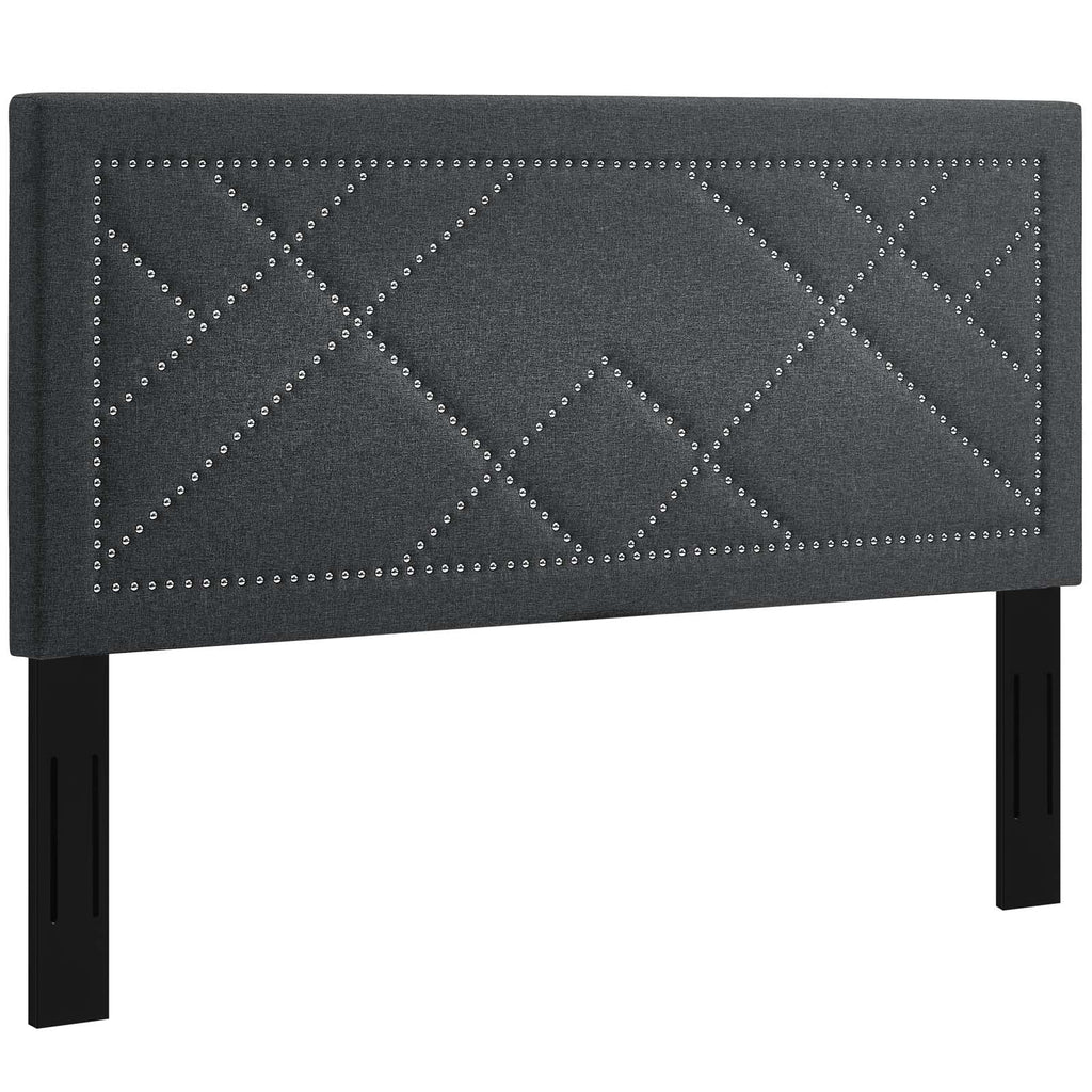 Reese Nailhead Upholstered Linen Fabric Full / Queen Headboard by Modway