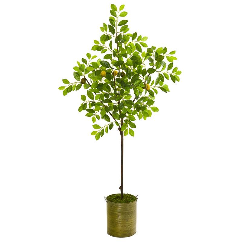 67" Lemon Artificial Tree in Green Planter