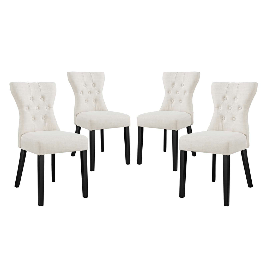 Silhouette Upholstered Fabric Dining Side Chairs Set of 4 by Modway