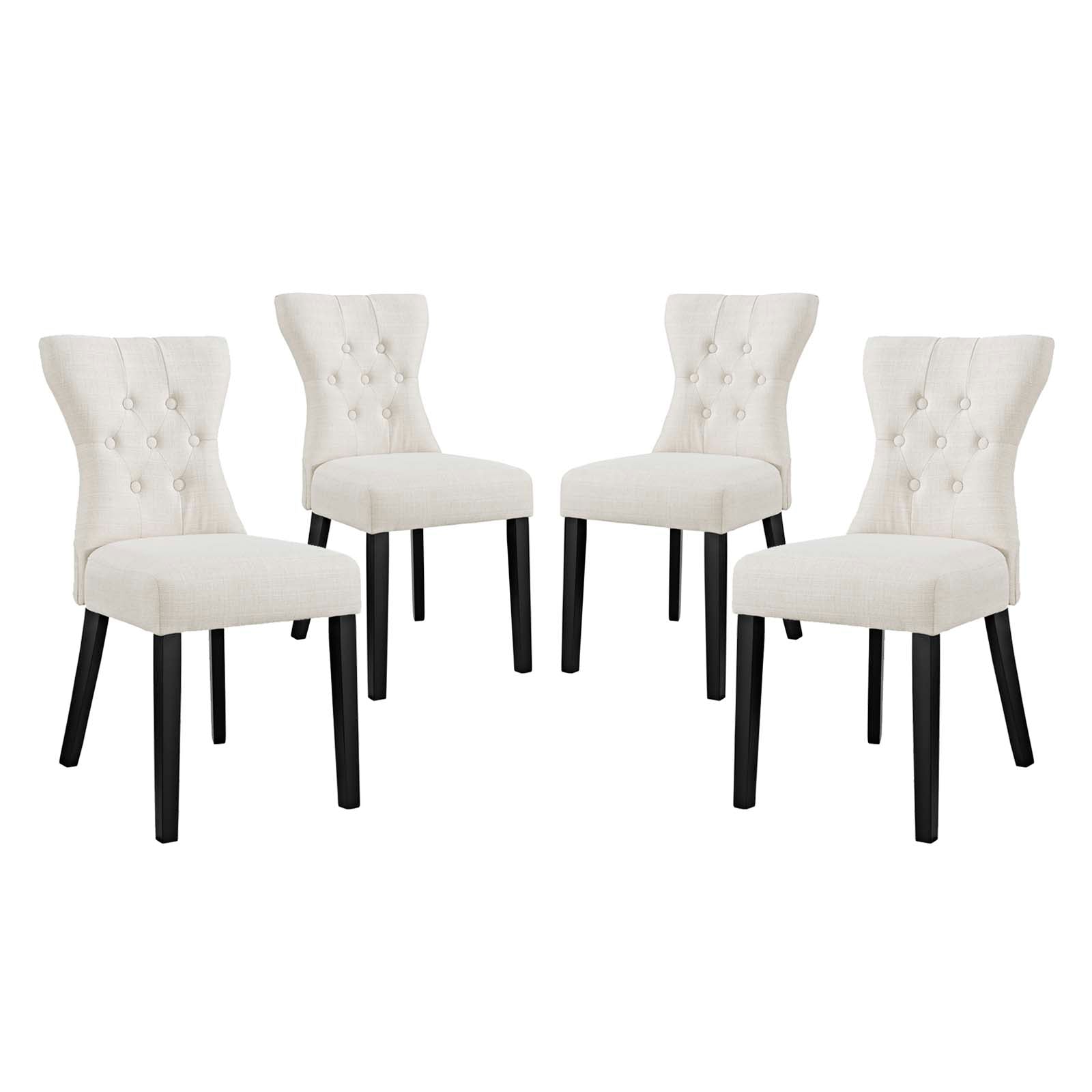 Silhouette Upholstered Fabric Dining Side Chairs Set of 4 by Modway