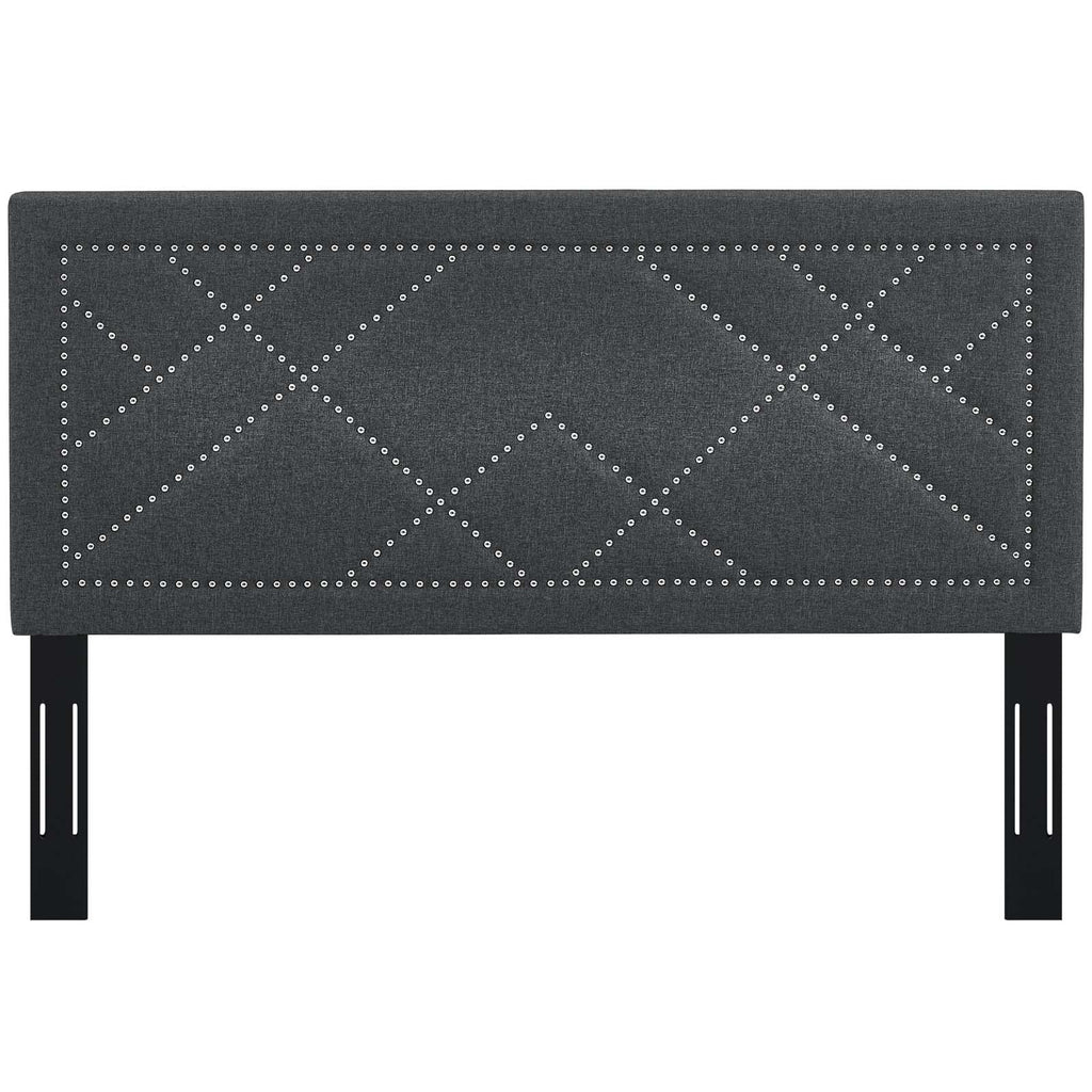 Reese Nailhead Upholstered Linen Fabric Full / Queen Headboard by Modway