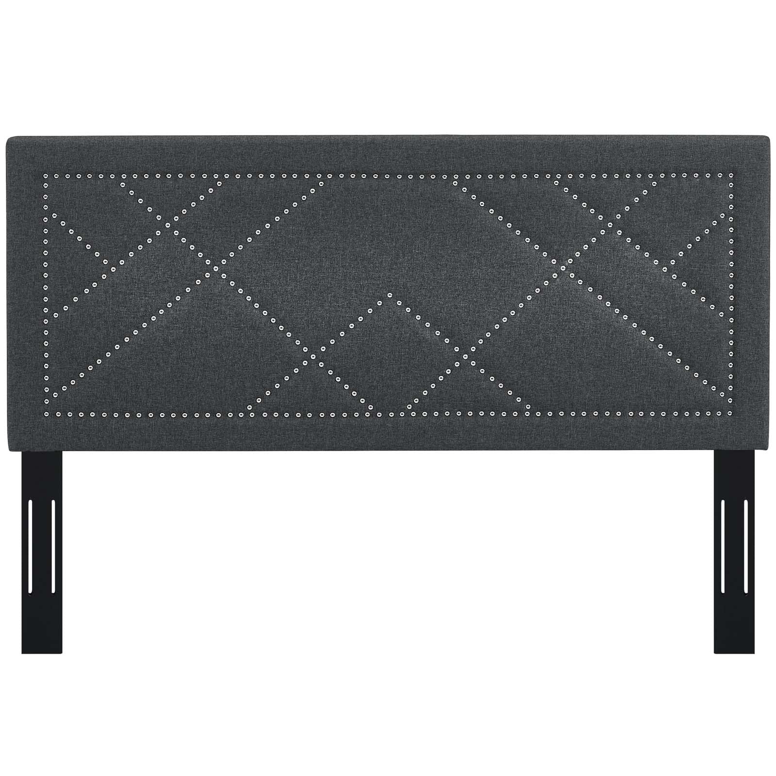 Reese Nailhead Upholstered Linen Fabric Full / Queen Headboard by Modway