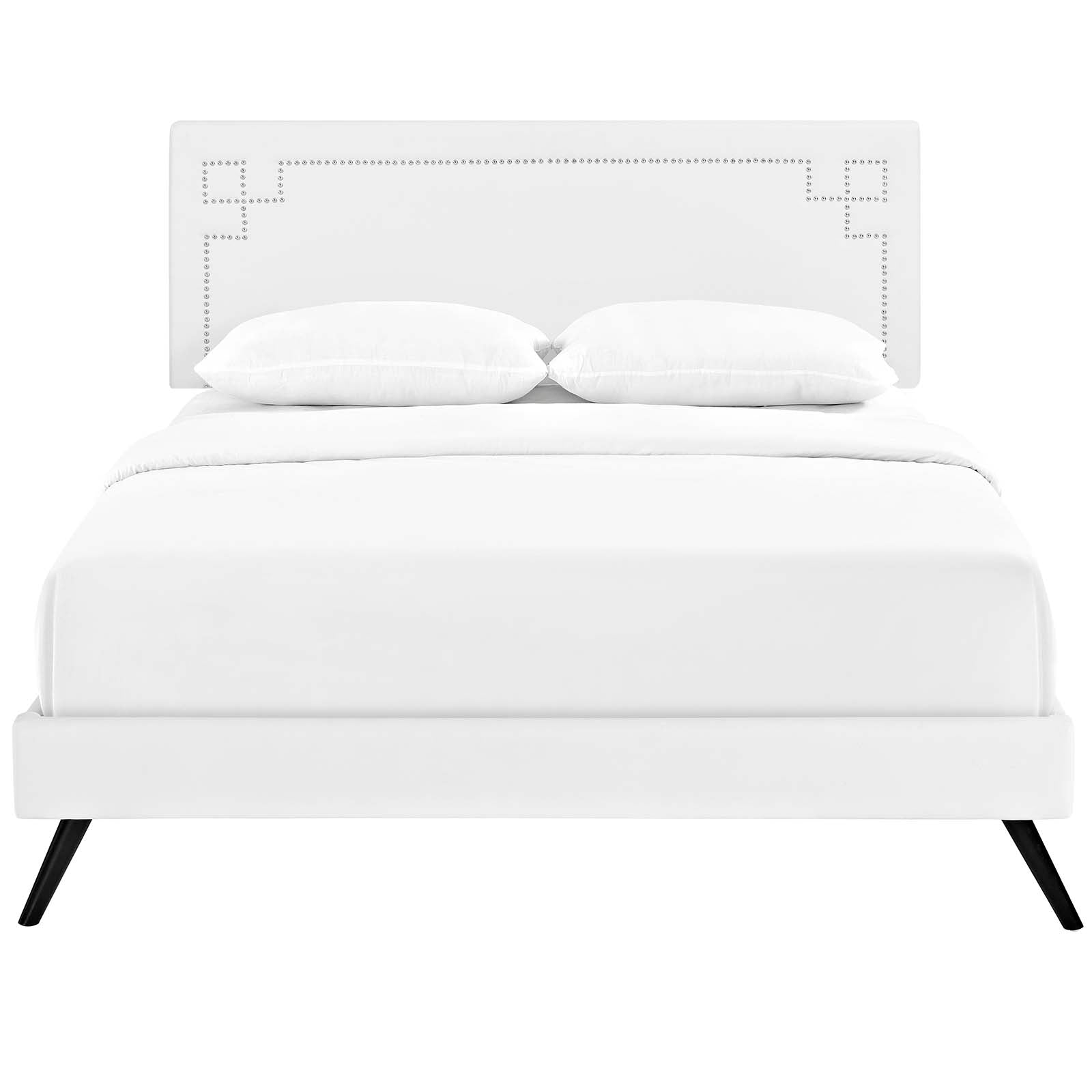 Ruthie Vinyl Queen Platform Bed with Round Splayed Legs by Modway