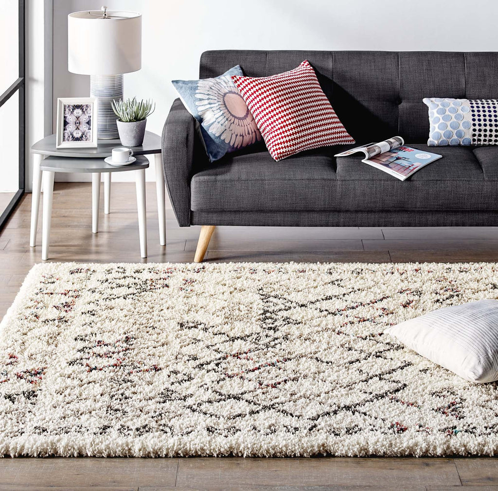 Skadi Rainbow Diamond Shag Area Rug in Multicolor