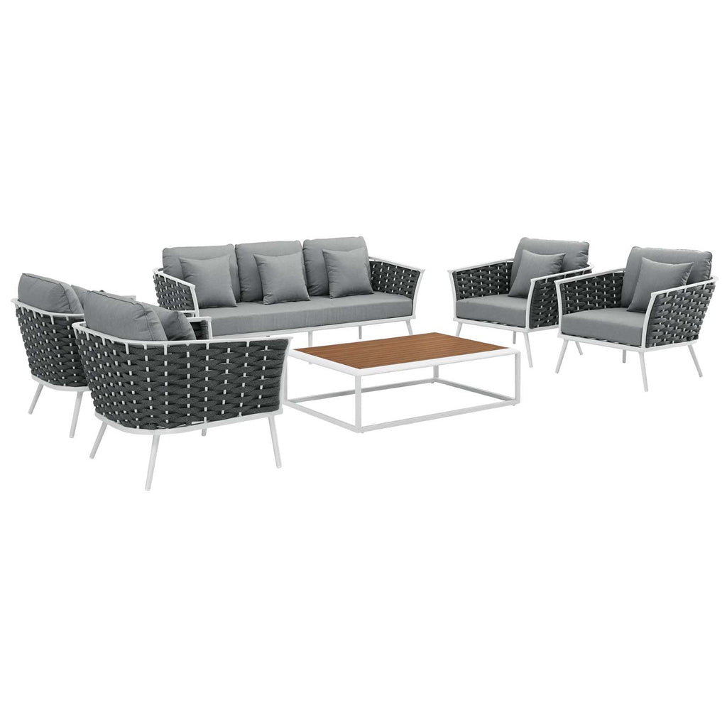 Stance 6 Piece Outdoor Patio Aluminum Sectional Sofa Set by Modway