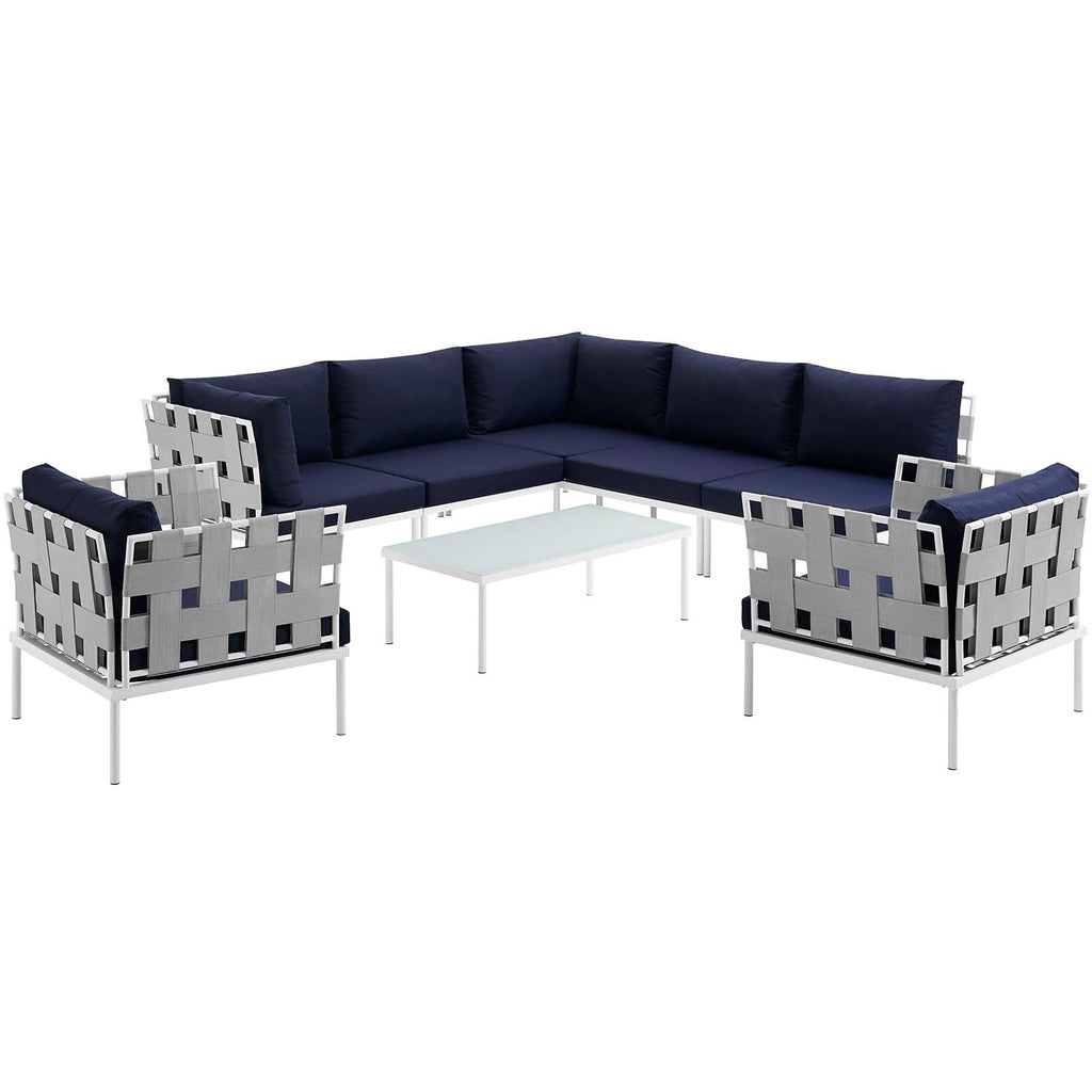 Harmony 8 Piece Outdoor Patio Aluminum Sectional Sofa Set by Modway