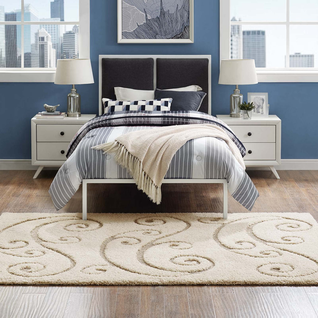 Jubilant Sprout Scrolling Vine Shag 8x10 Area Rug by Modway