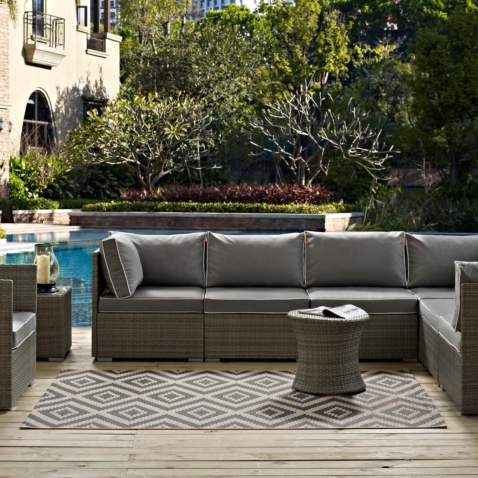 Jagged Geometric Diamond Trellis Indoor and Outdoor 5x8 Area Rug by Modway