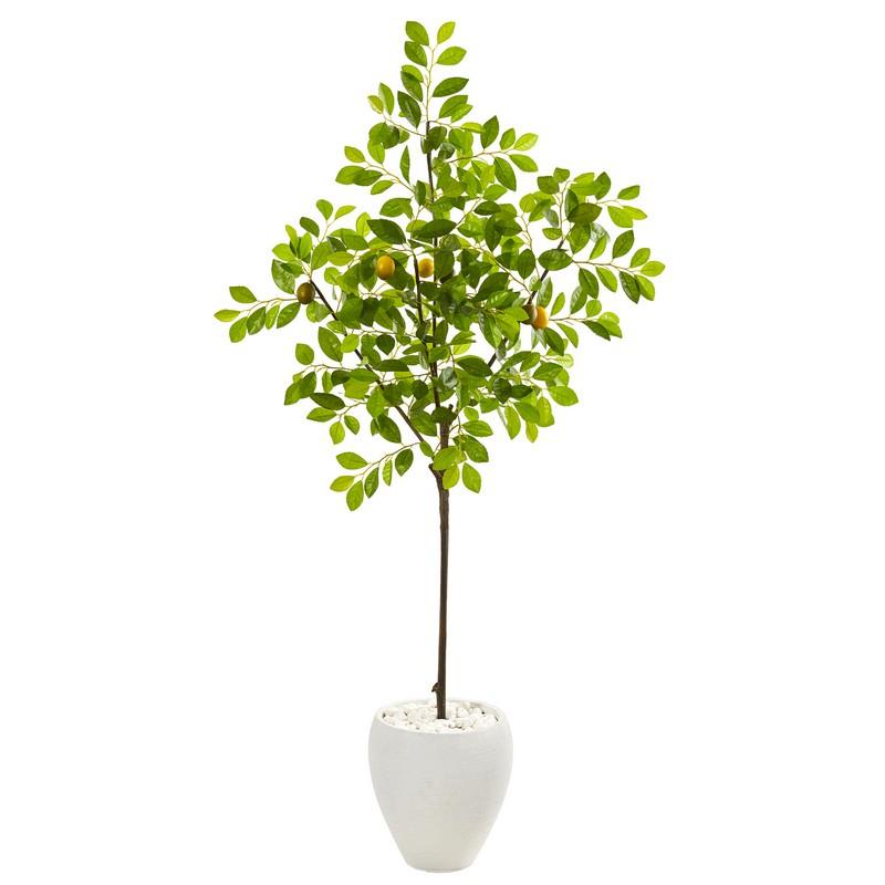 68" Lemon Artificial Tree in White Planter