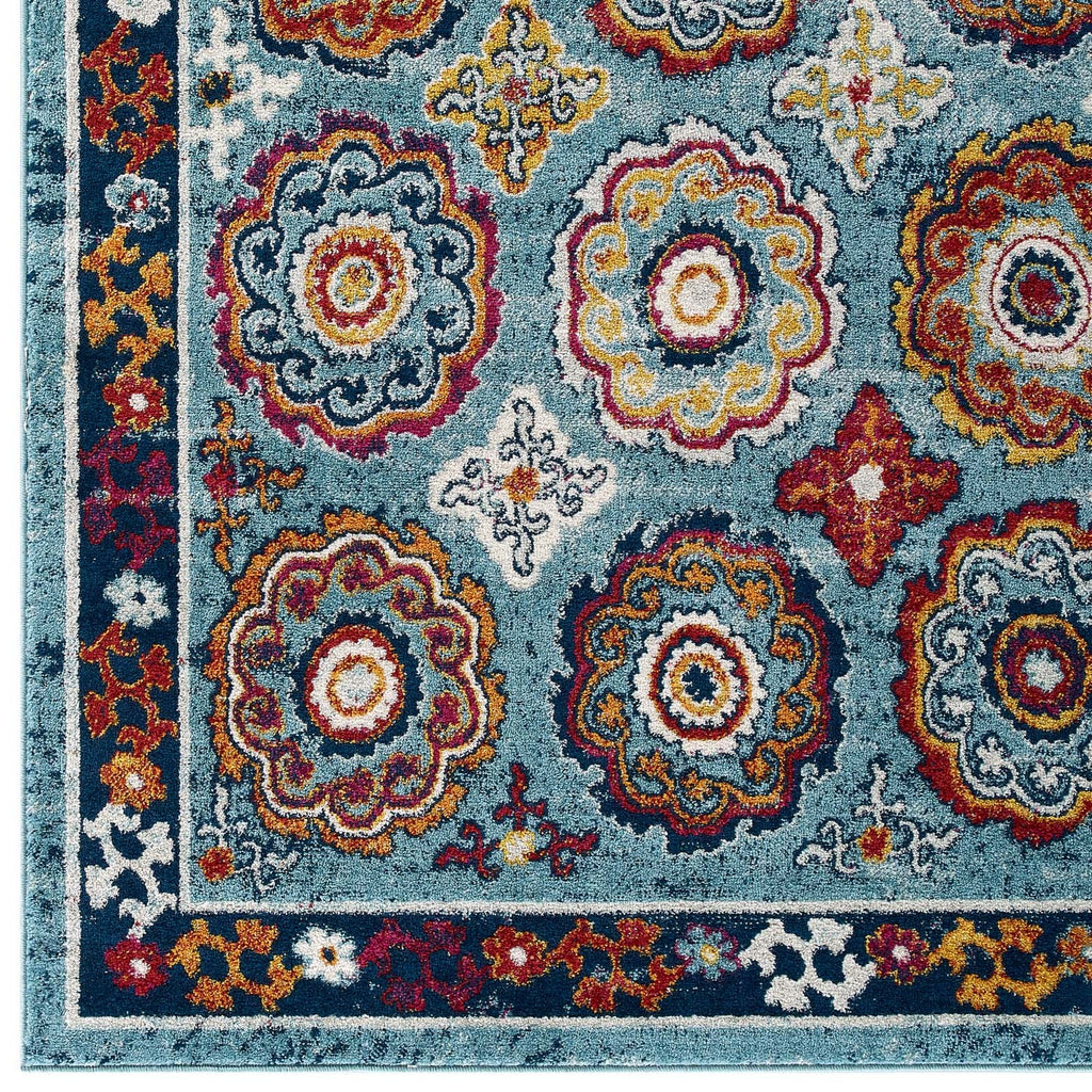 Entourage Odile Distressed Floral Moroccan Trellis 5x8 Area Rug by Modway