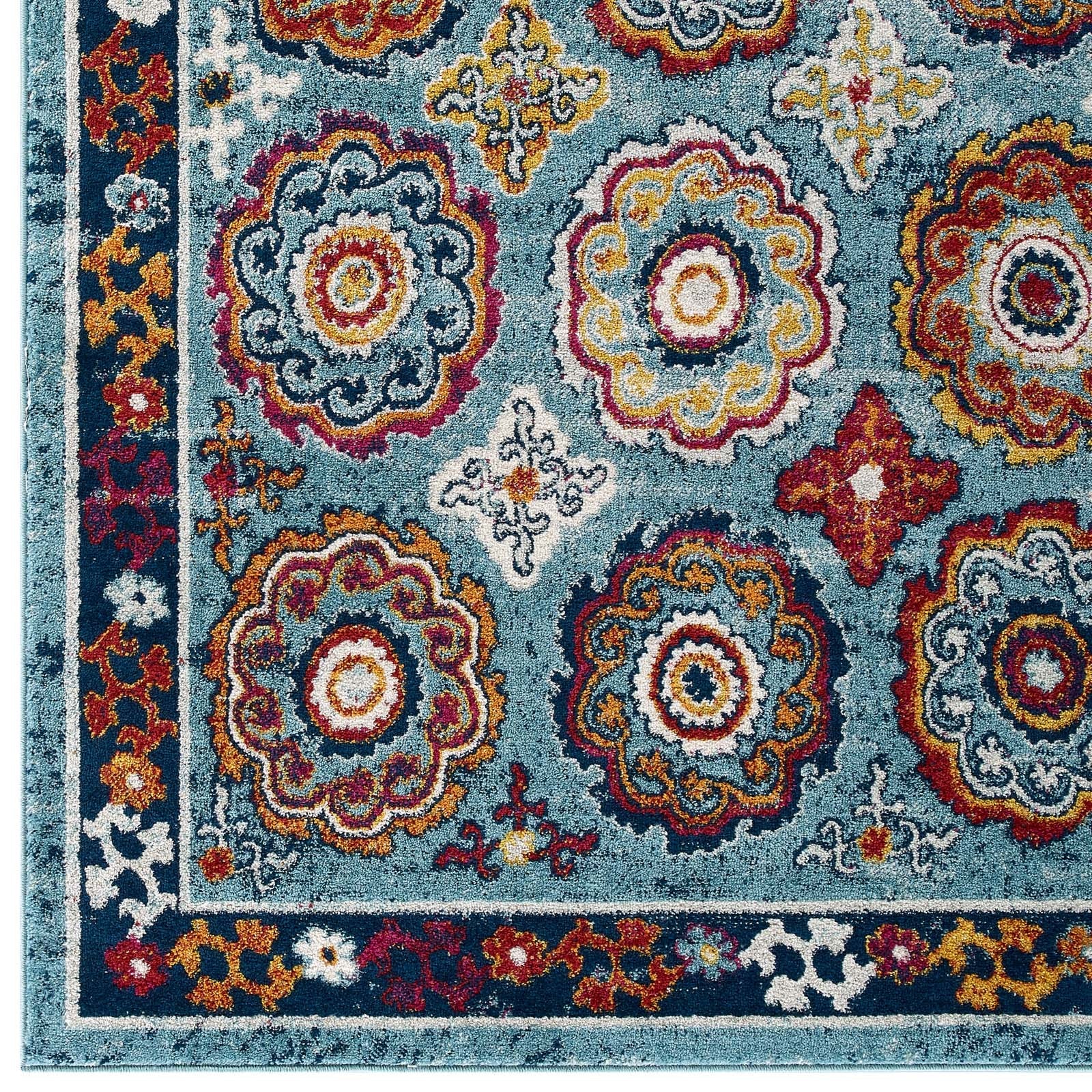 Entourage Odile Distressed Floral Moroccan Trellis 5x8 Area Rug by Modway