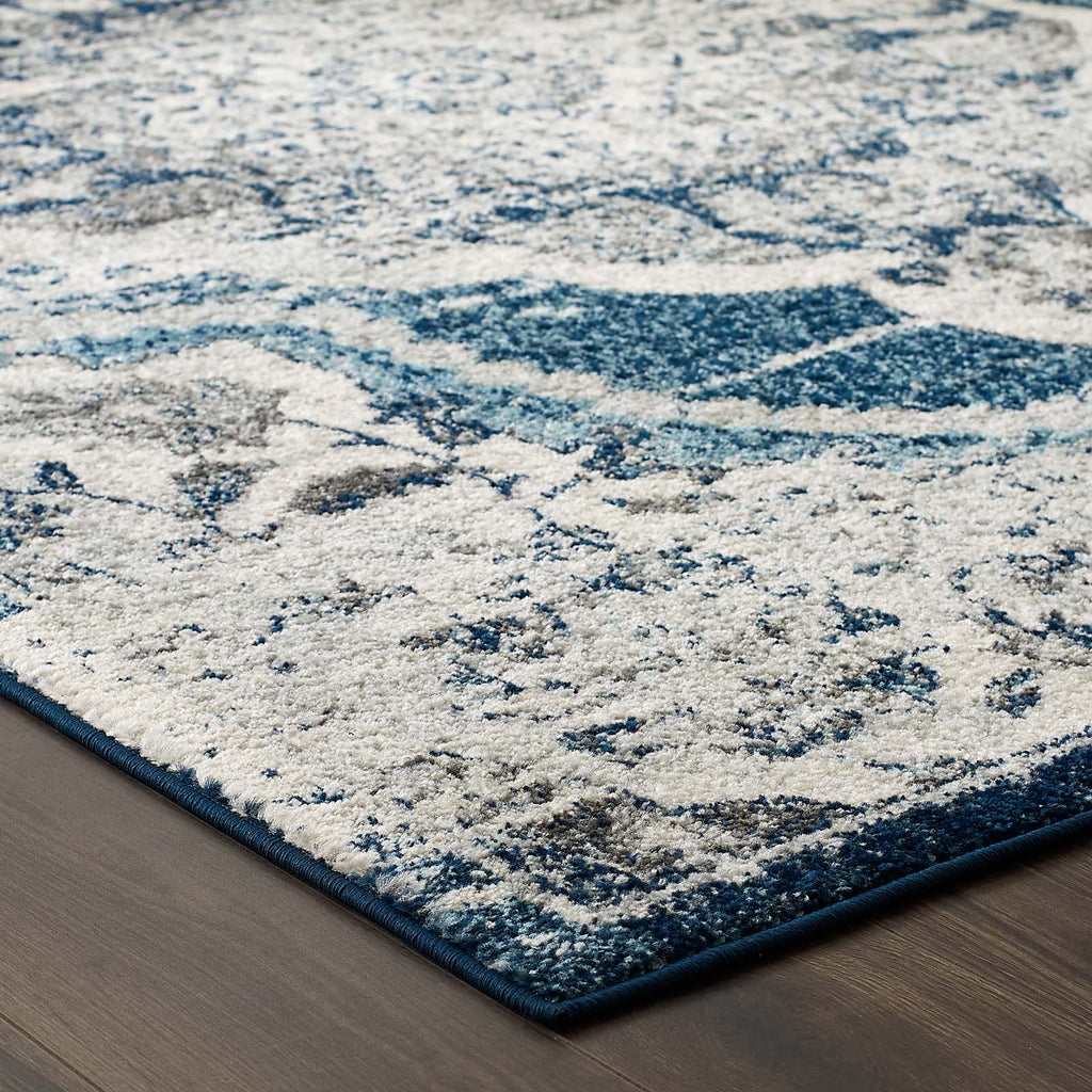 Entourage Malia Distressed Vintage Floral Vintage Medallion 5x8 Area Rug by Modway