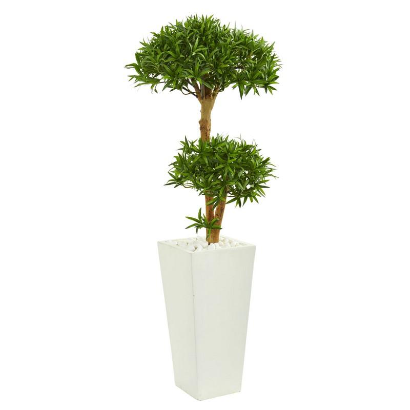 50" Bonsai Styled Podocarpus Artificial Tree In Tower Planter
