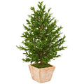 35"  Olive Cone Topiary Artificial Tree in Terra Cotta Planter UV Resistant