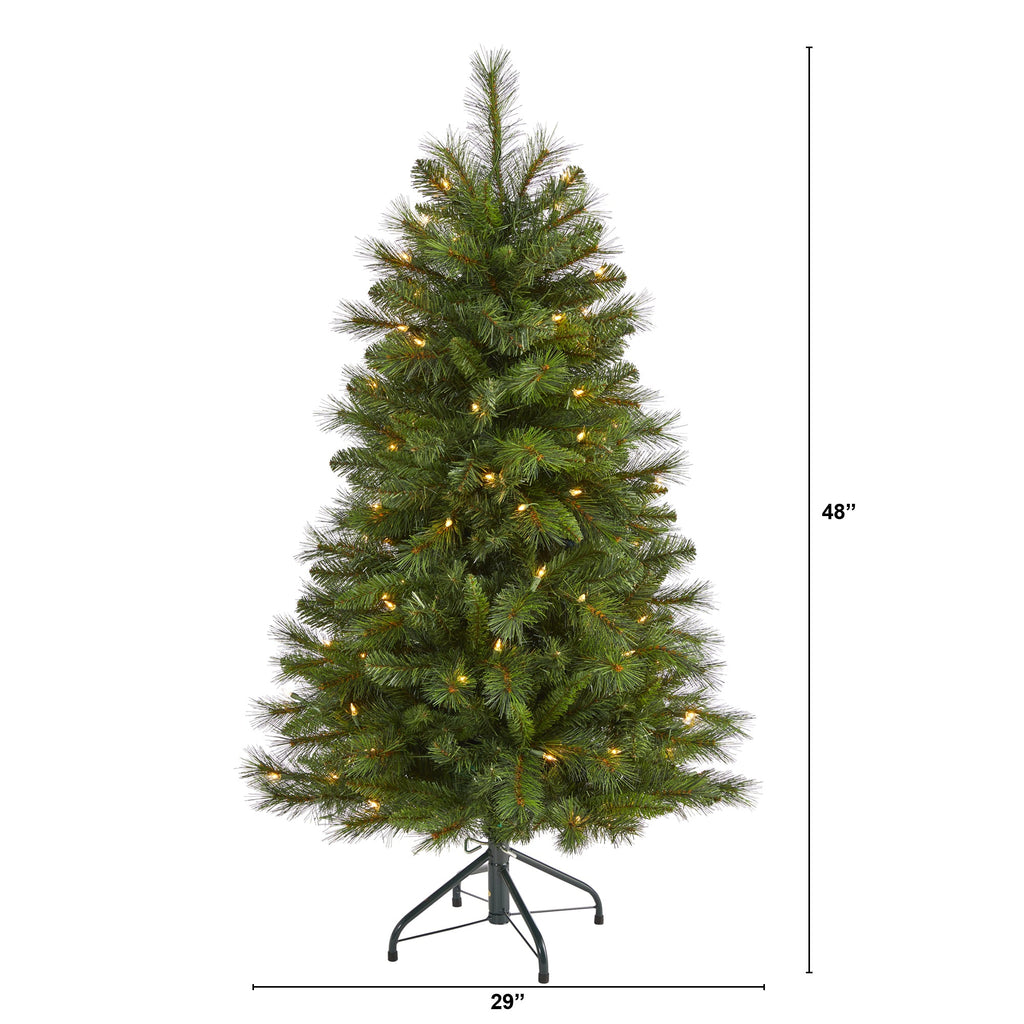 4' West Virginia Mountain Pine Artificial Christmas Tree w/ 100 Clear Lights