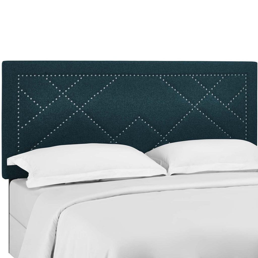 Reese Nailhead Upholstered Linen Fabric Full / Queen Headboard by Modway