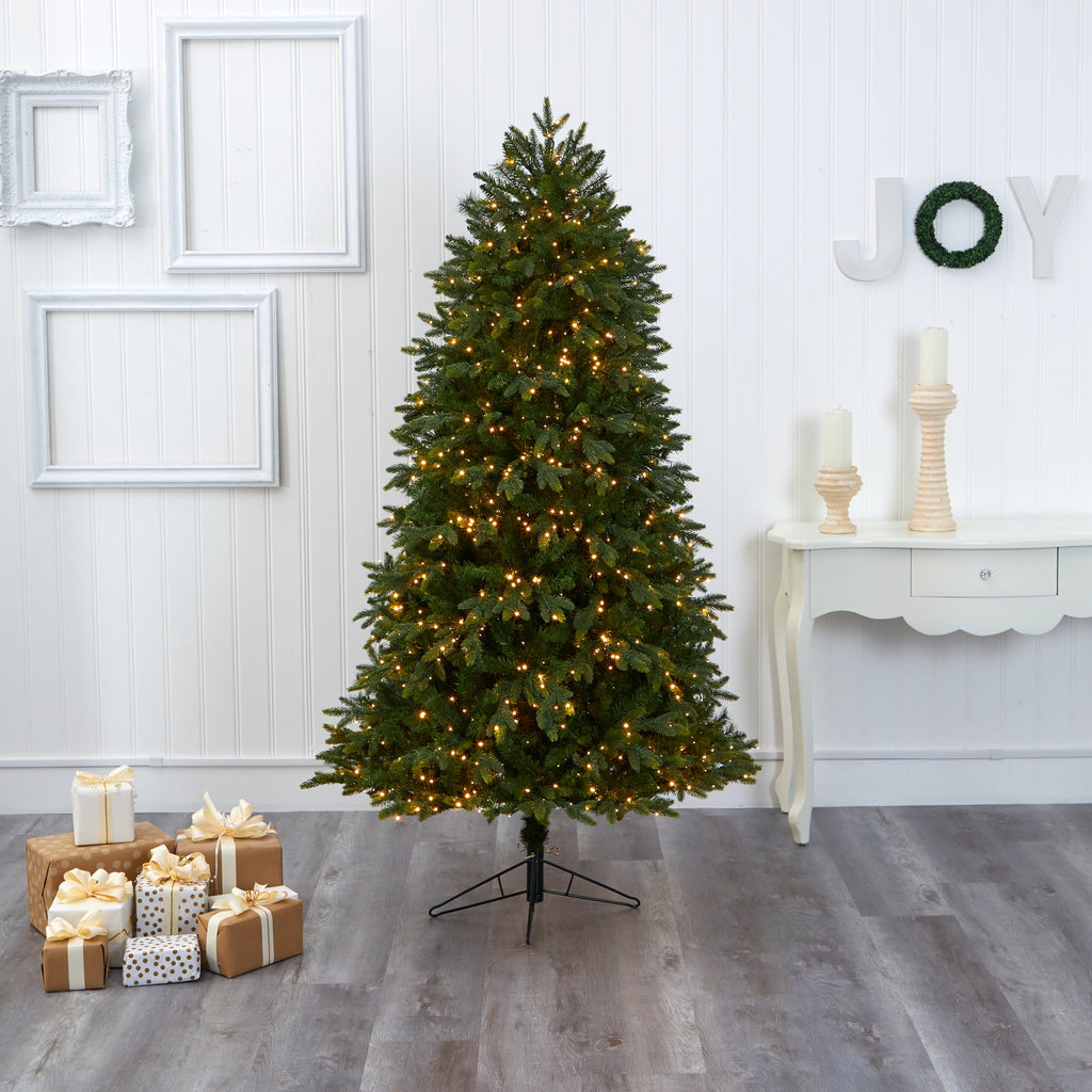 6.5' Oregon Fir Artificial Christmas Tree w/ 1350 Warm White LED Lights