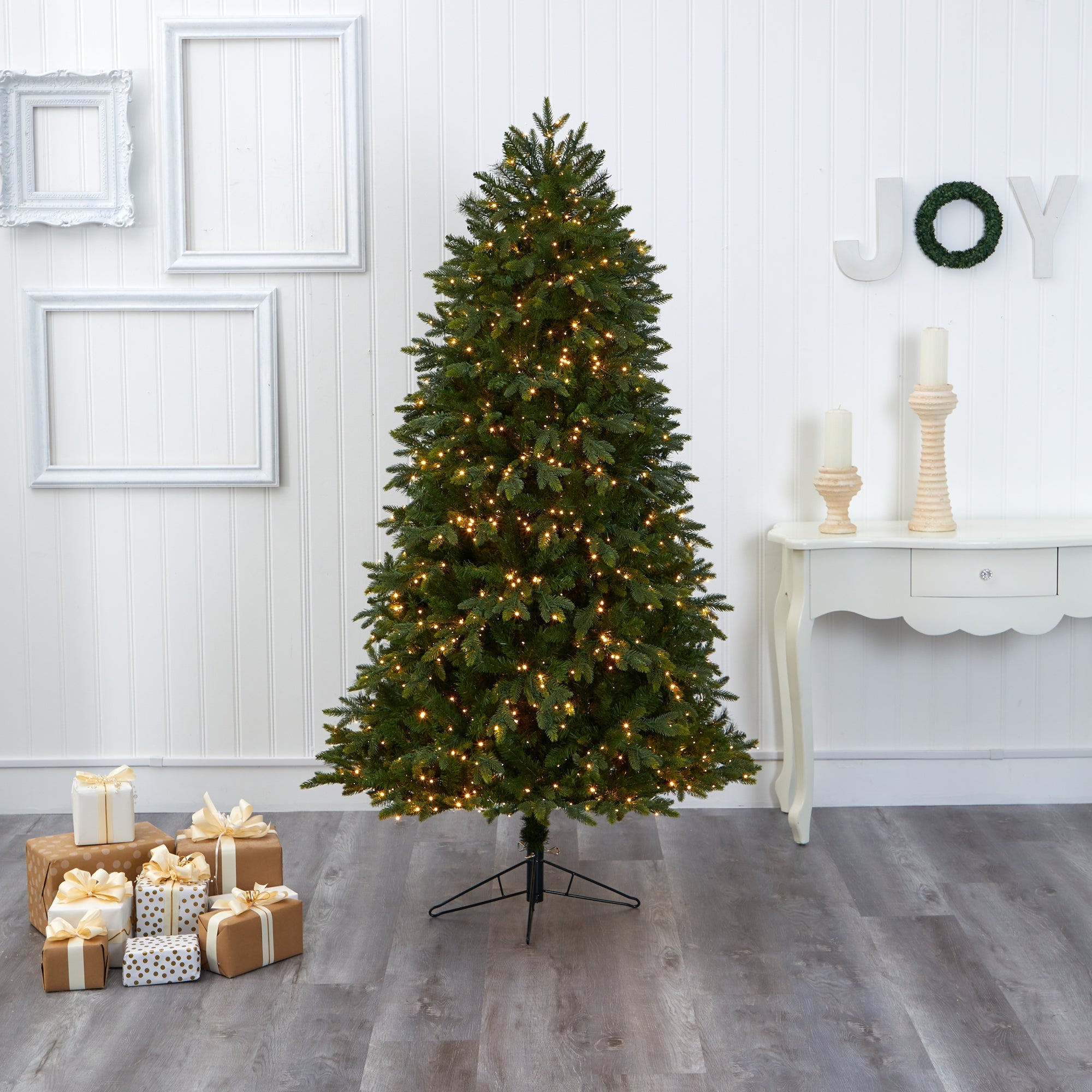 6.5' Oregon Fir Artificial Christmas Tree w/ 1350 Warm White LED Lights