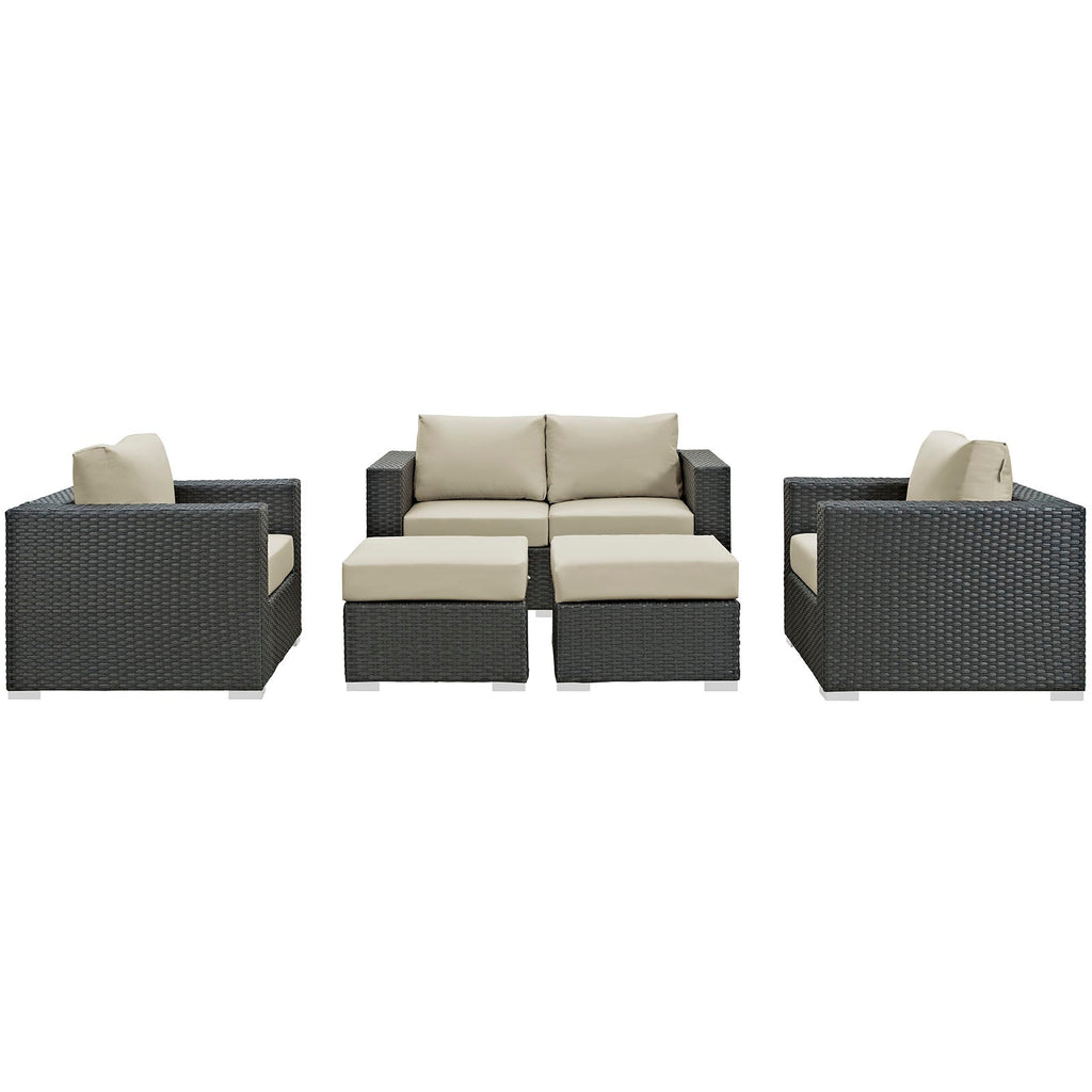 Sojourn 5 Piece Outdoor Patio Sunbrella¨ Sectional Set by Modway