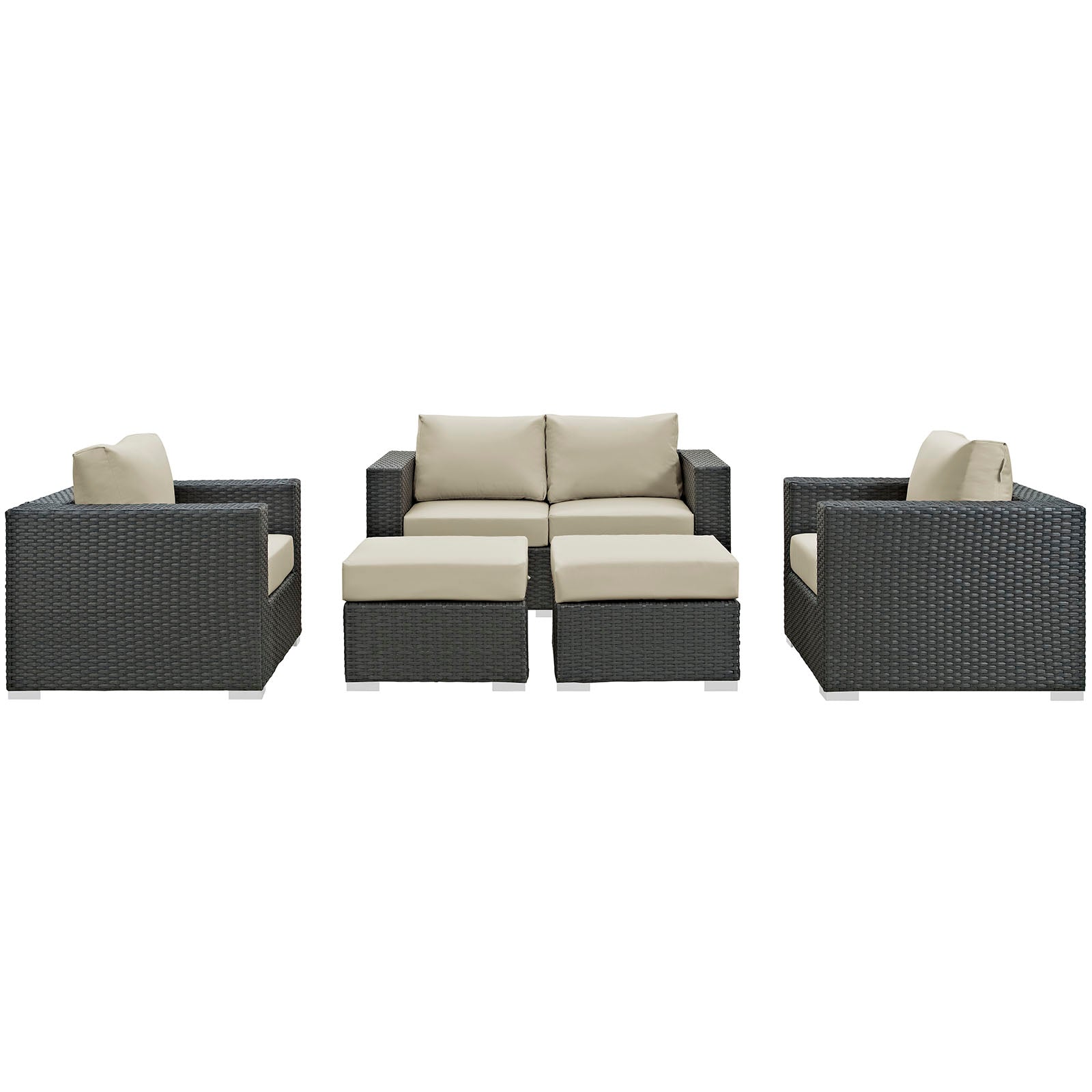 Sojourn 5 Piece Outdoor Patio Sunbrella¨ Sectional Set by Modway