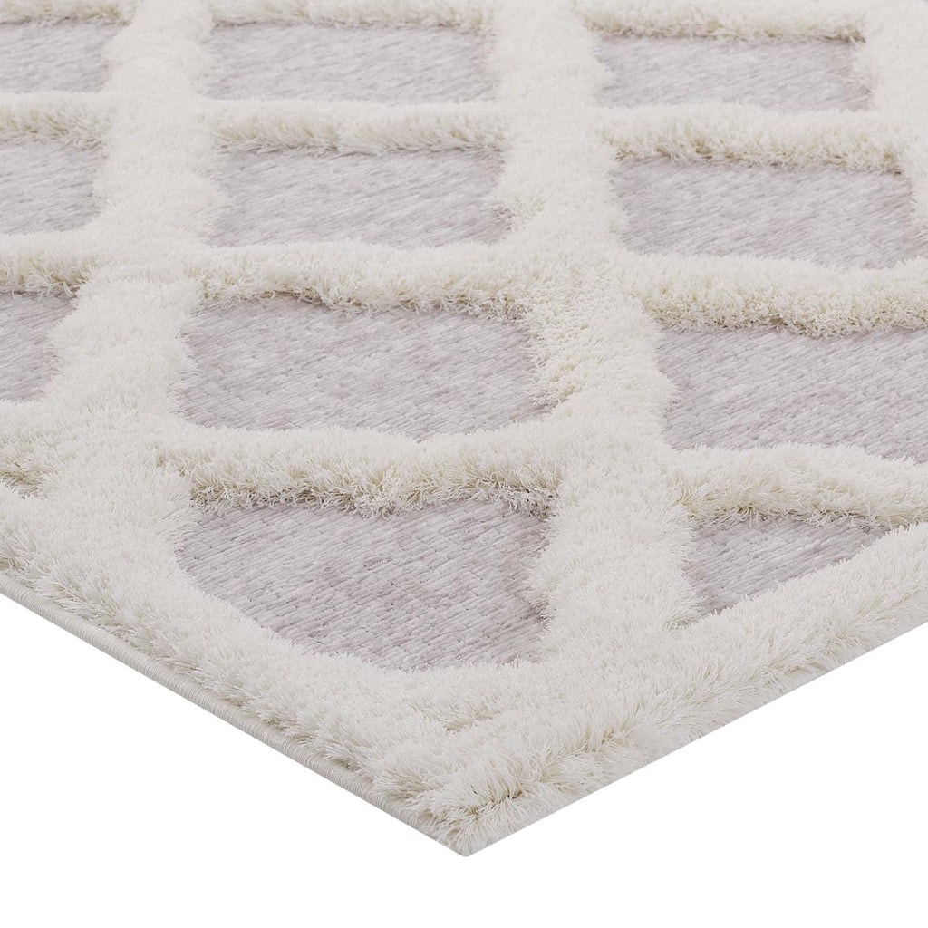 Whimsical Regale Abstract Moroccan Trellis Shag 5x8 Area Rug by Modway