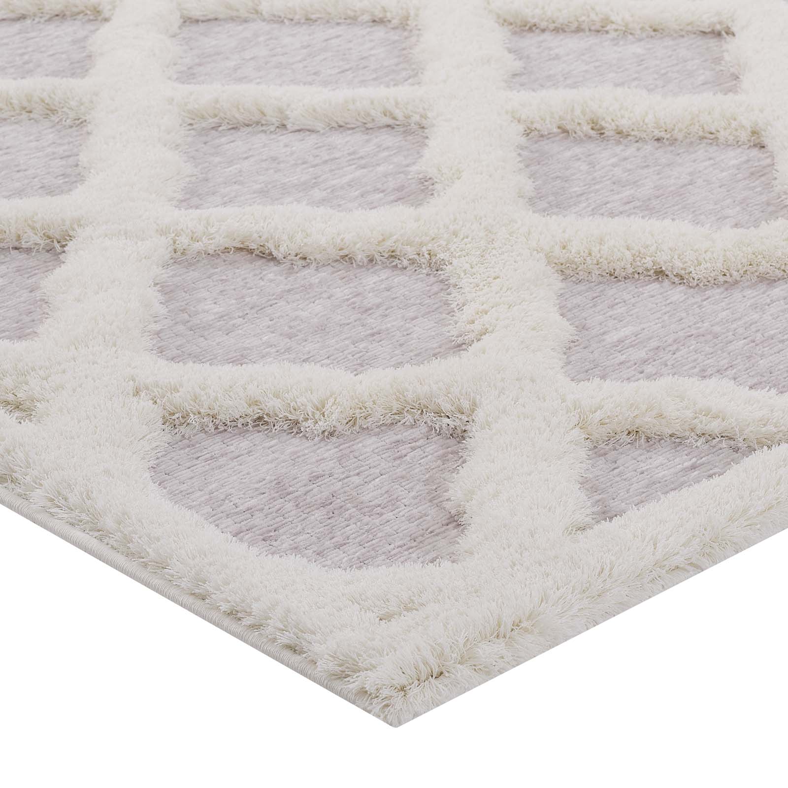 Whimsical Regale Abstract Moroccan Trellis Shag 5x8 Area Rug by Modway