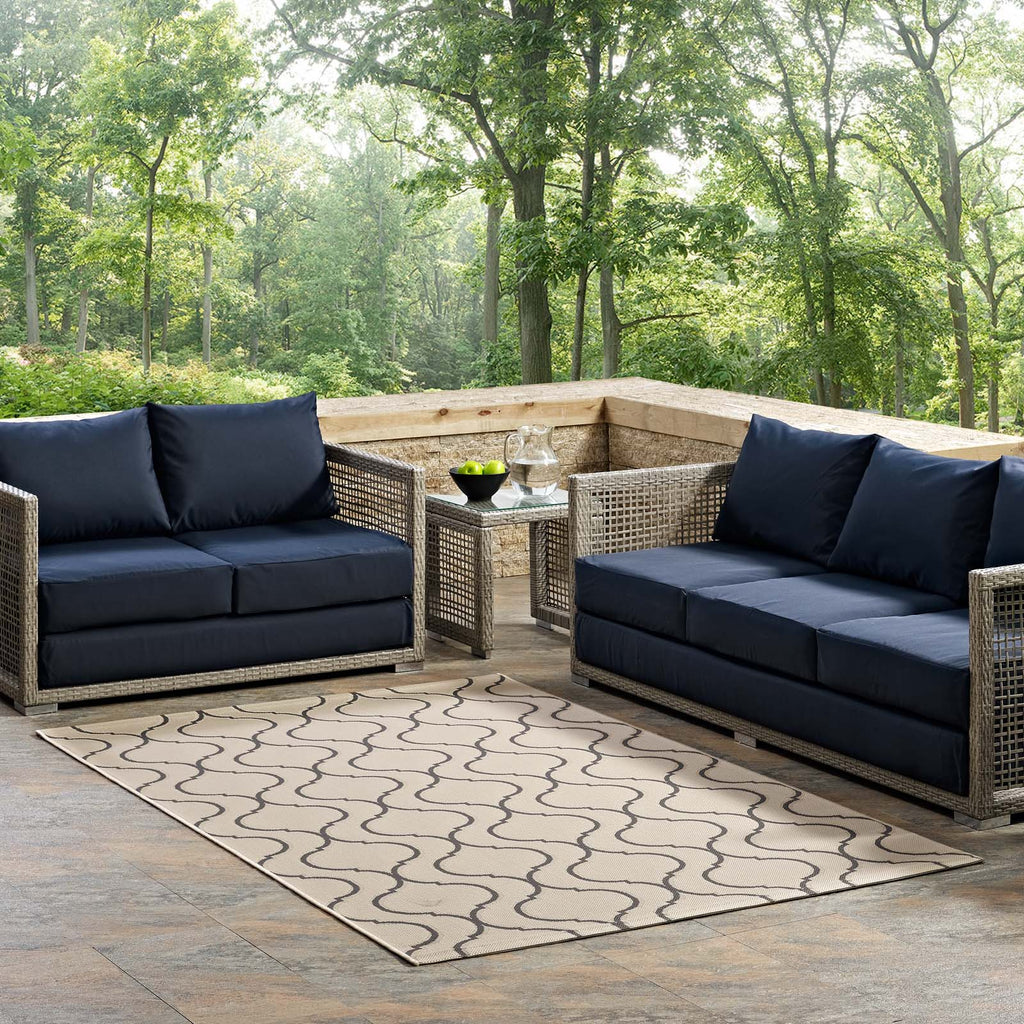 Linza Wave Abstract Trellis Indoor and Outdoor 5x8 Area Rug by Modway