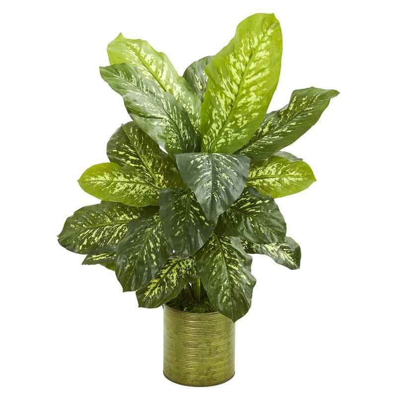 36" Dieffenbachia Artificial Plant In Green Planter (Real Touch)