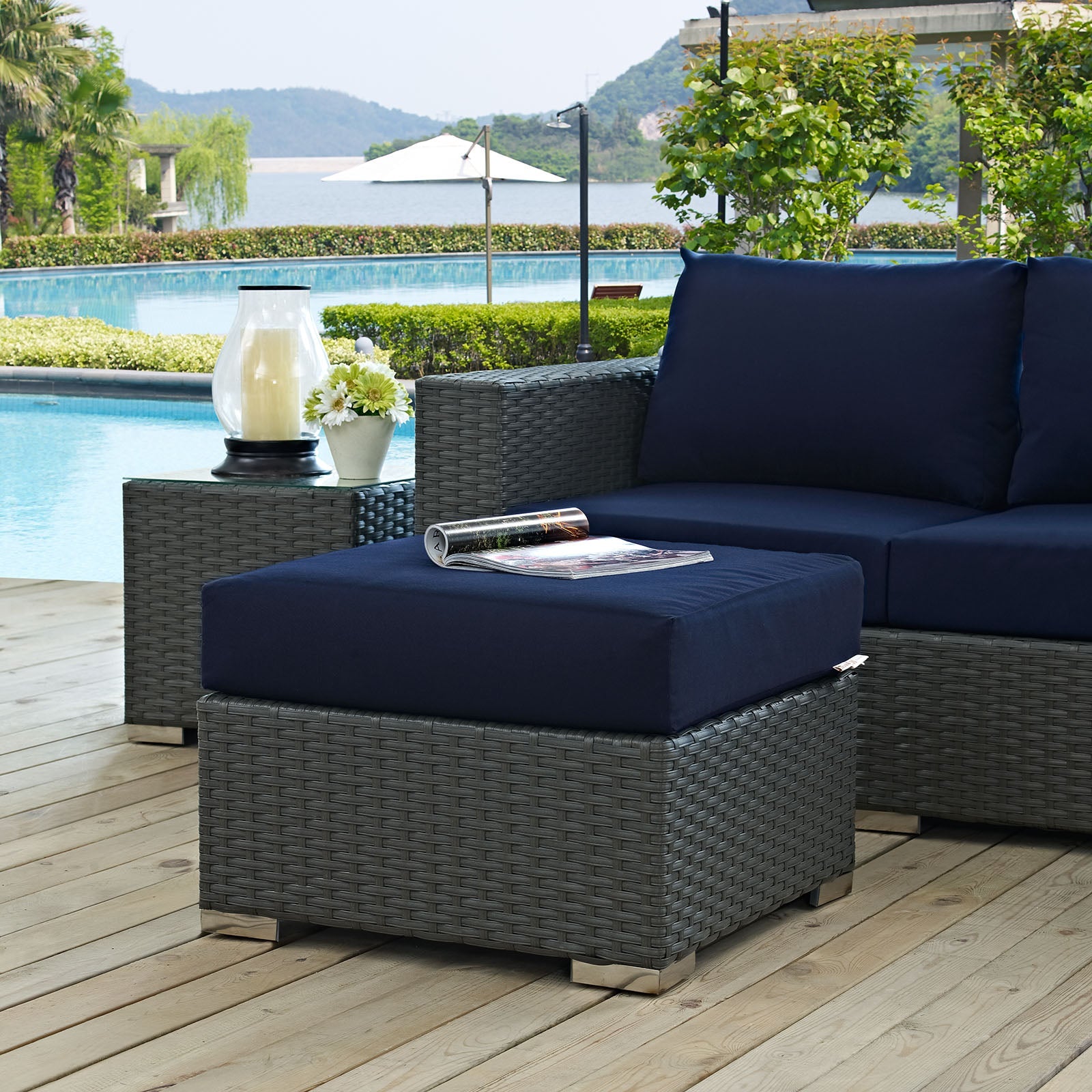 Sojourn Outdoor Patio Sunbrella¨ Ottoman by Modway
